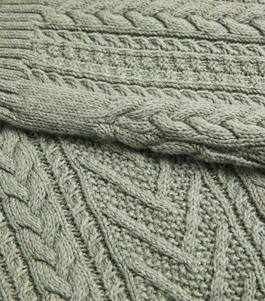 Polo Ralph Lauren Mens Cotton-Linen Aran-Knit Sweater Fern Green Combo Image 6