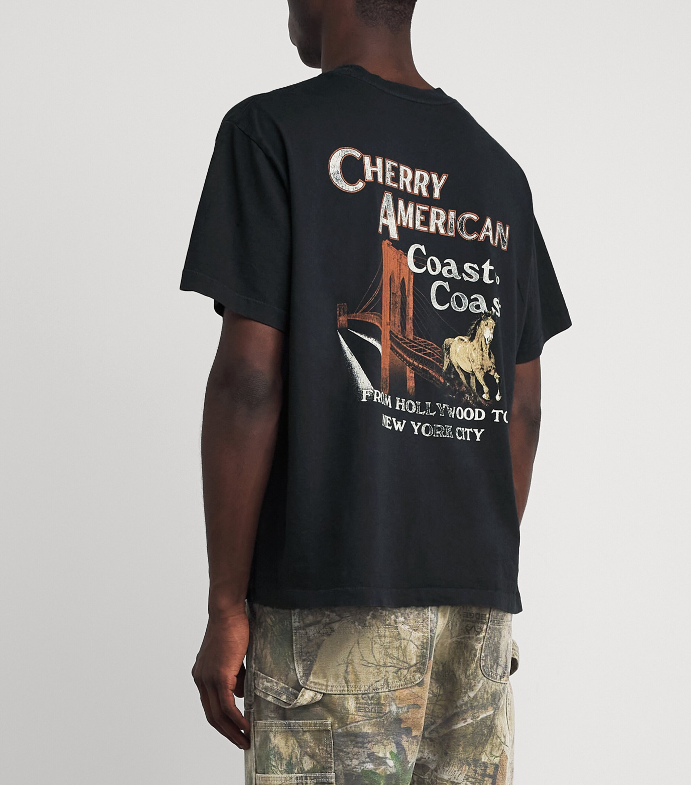 Cotton Logo Print Coast to Coast T-Shirt VINTAGE BLACK Image 4