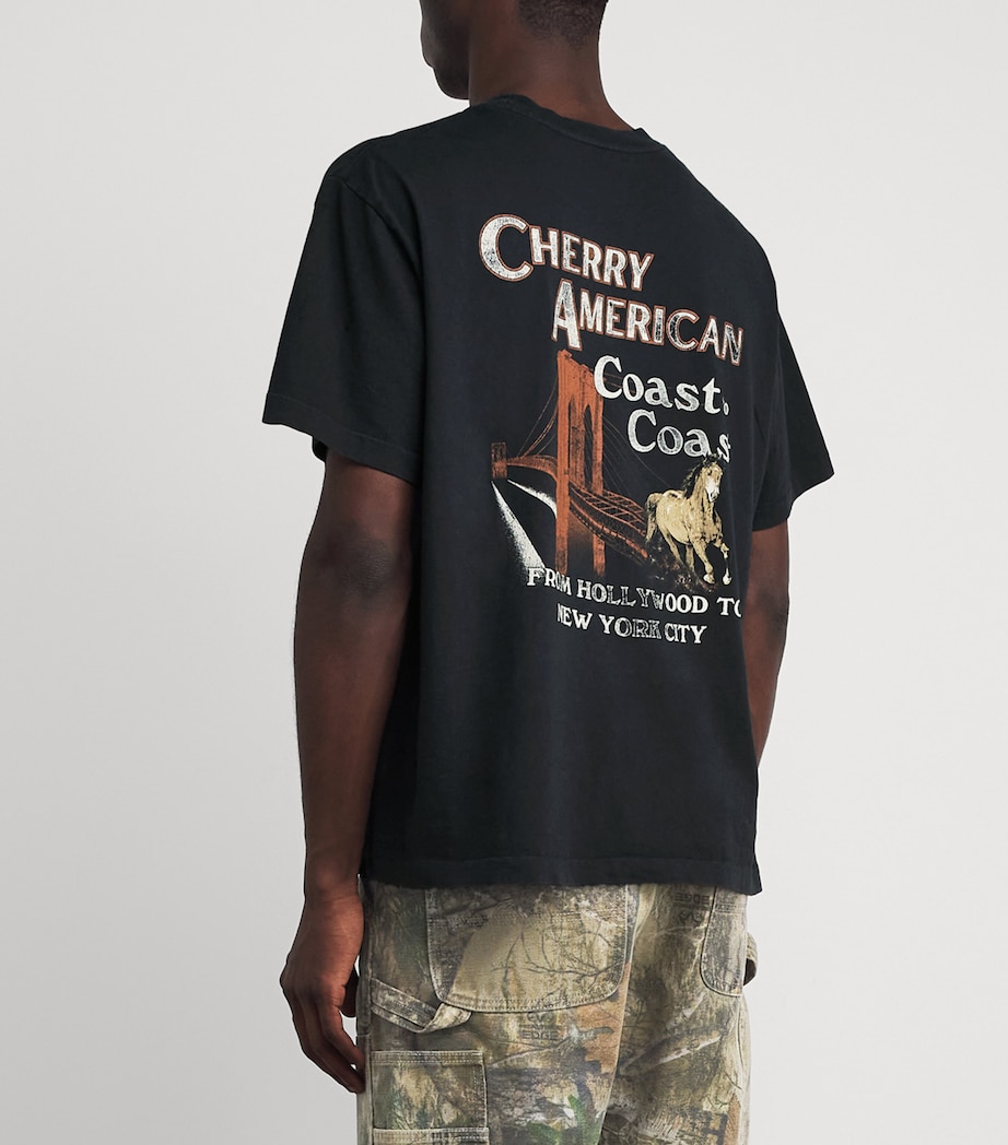 Cotton Logo Print Coast to Coast T-Shirt VINTAGE BLACK Image 4