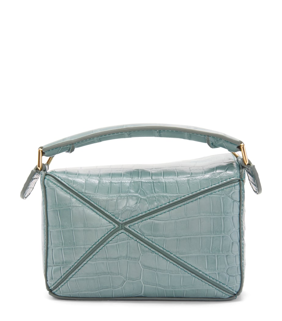 Mini Crocodile Puzzle Top-Handle Bag GREY BLUE Image 1