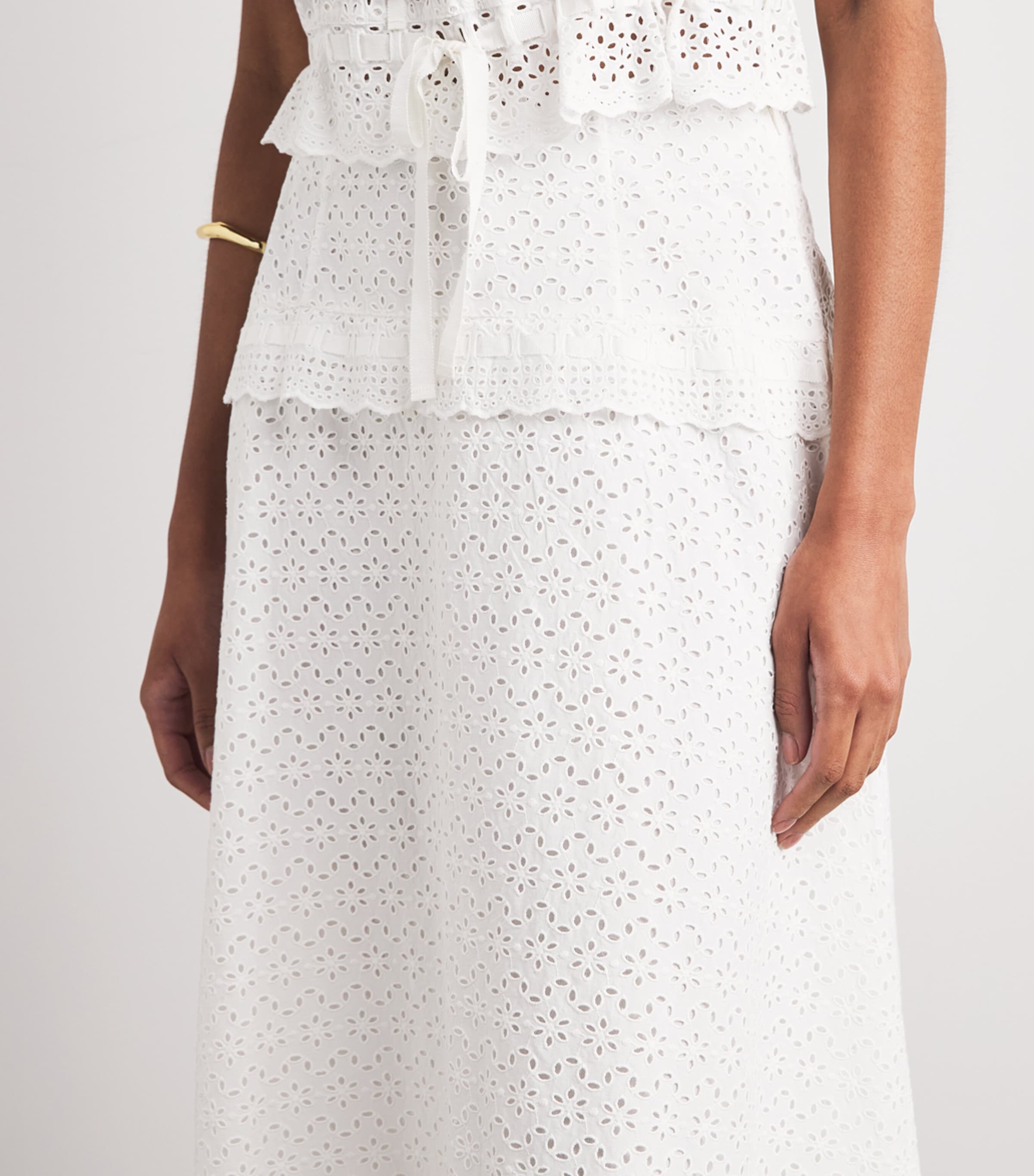 Ulla Johnson Womens Broderie Anglaise Violetta Midi Skirt Pristine Image 3