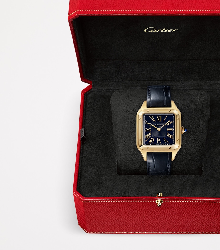 Cartier Large Yellow Gold Santos-Dumont Watch 43.5mm Blue Image 4