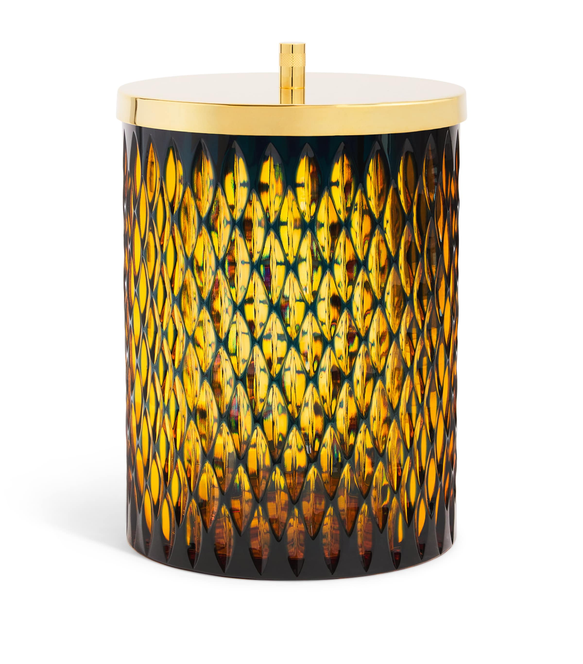 Crystal Lidded Bin AMBER/BLUE, GOLD Image 1