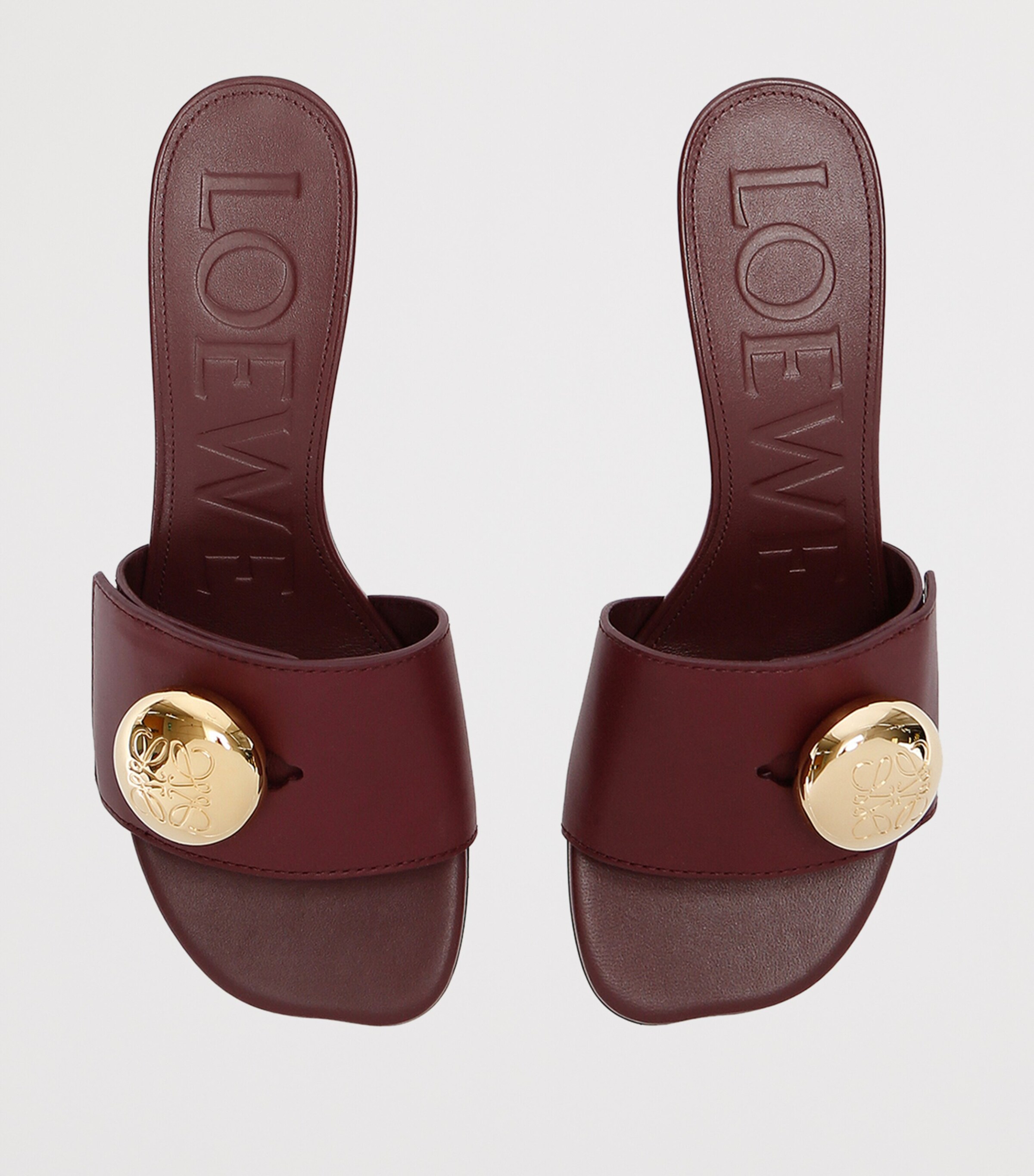 Leather Pebble Mules 45 WINE Image 4