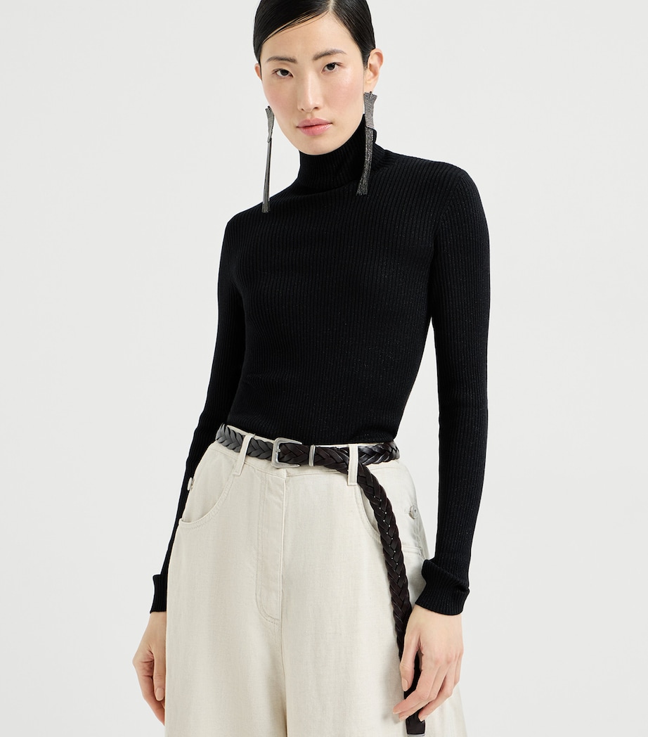 Brunello Cucinelli Womens Cashmere-Silk-Blend Rollneck Sweater Image 2