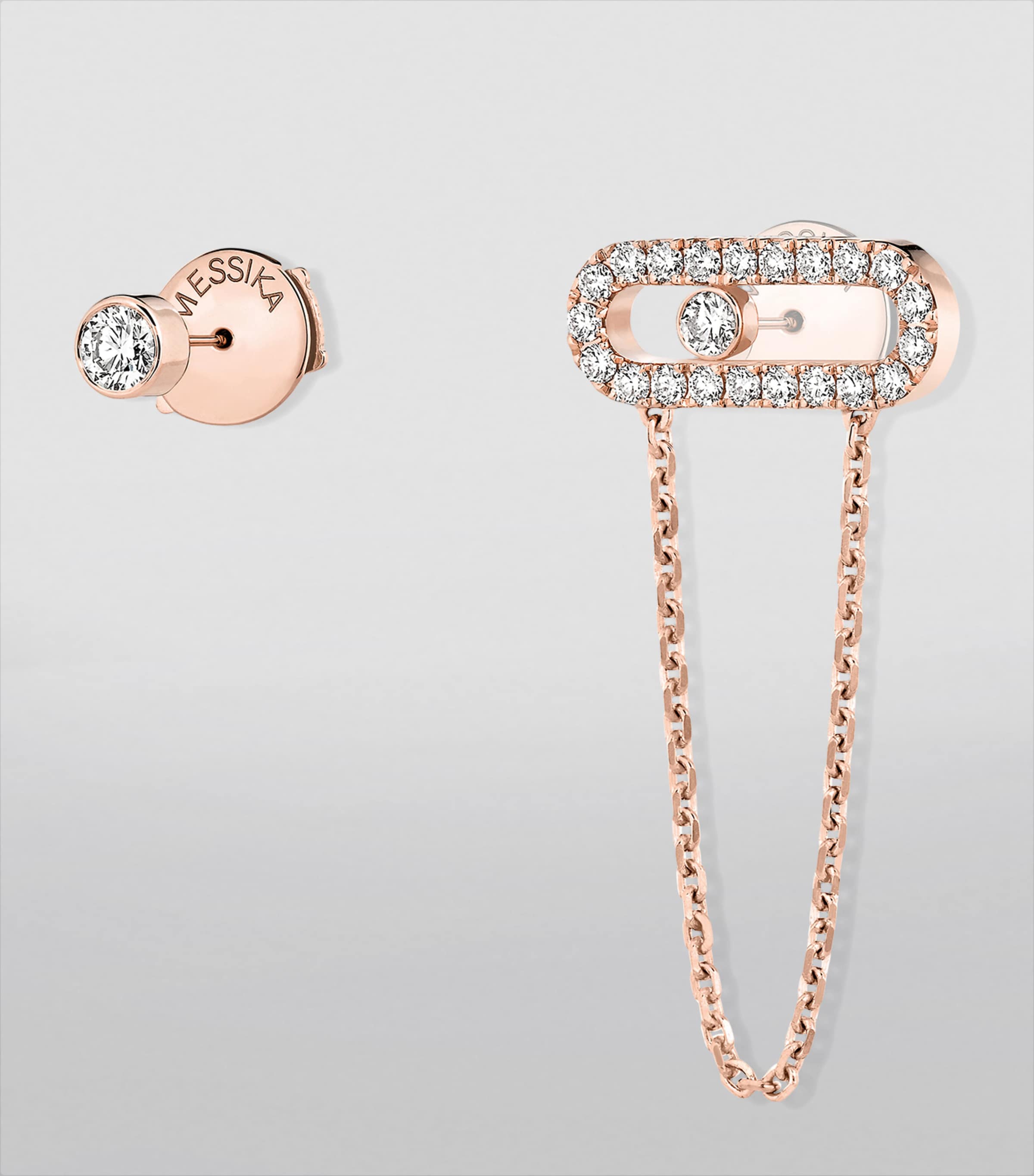 Rose Gold and Diamond Move Uno Earrings PINK GOLD Image 2
