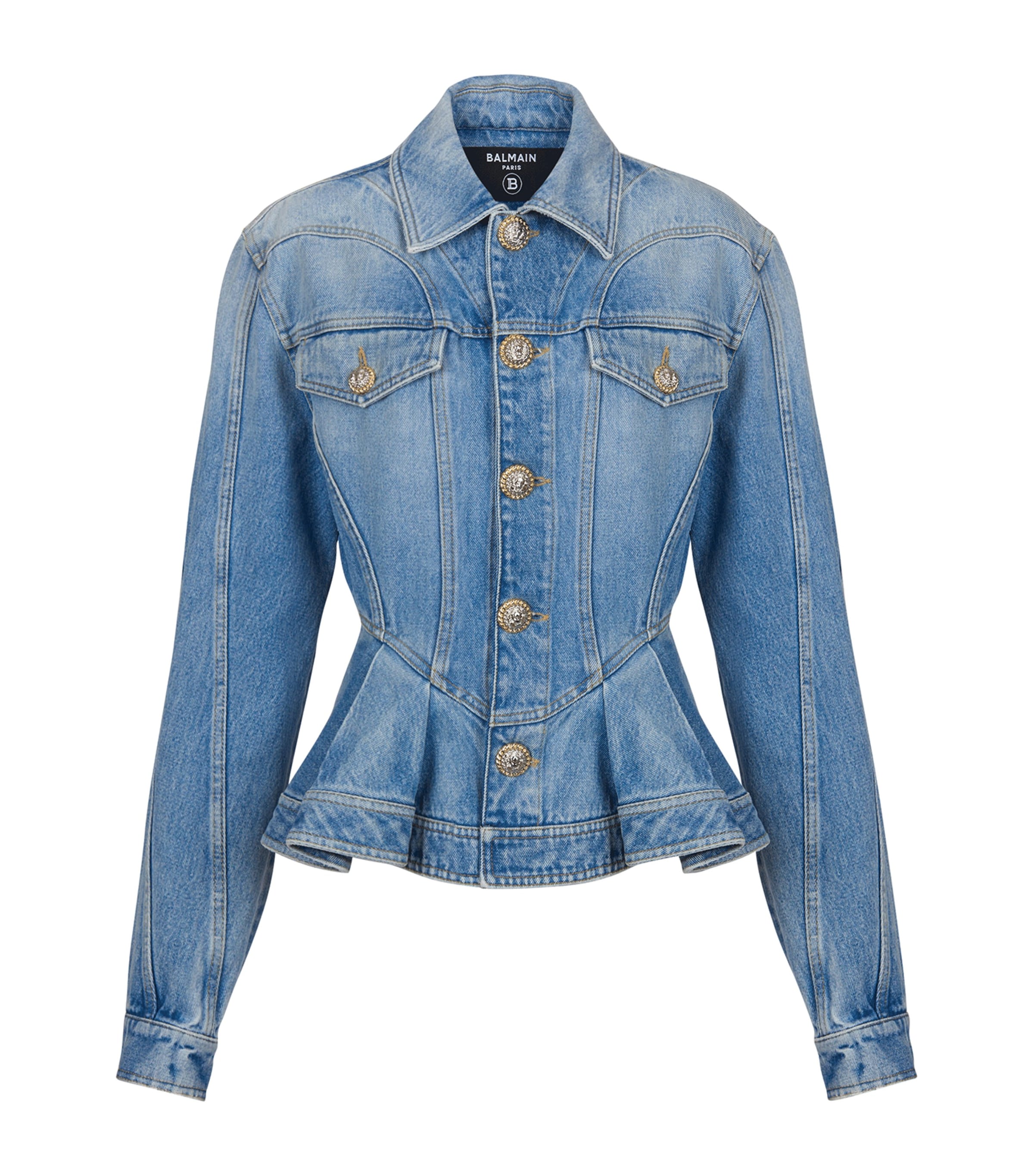 Balmain Pleated Denim Jacket | Harrods US