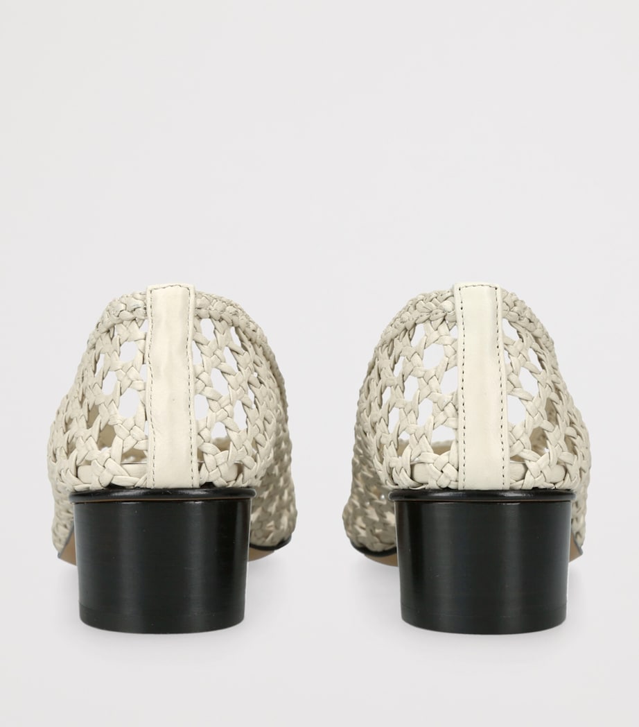 Leather Woven Pumps 40 BEIGE Image 2