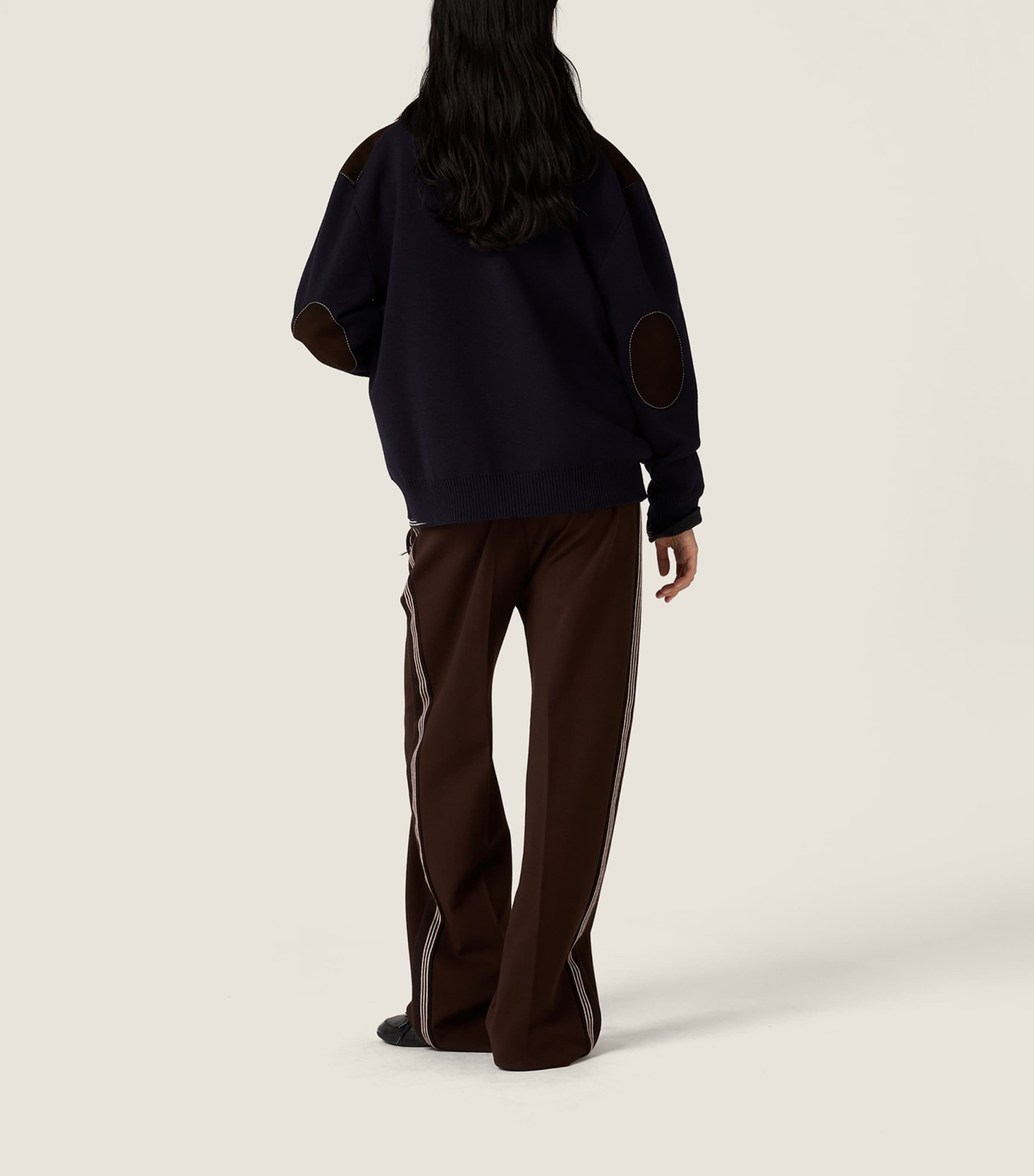 Wool Suede-Trim Cardigan F057W Image 5