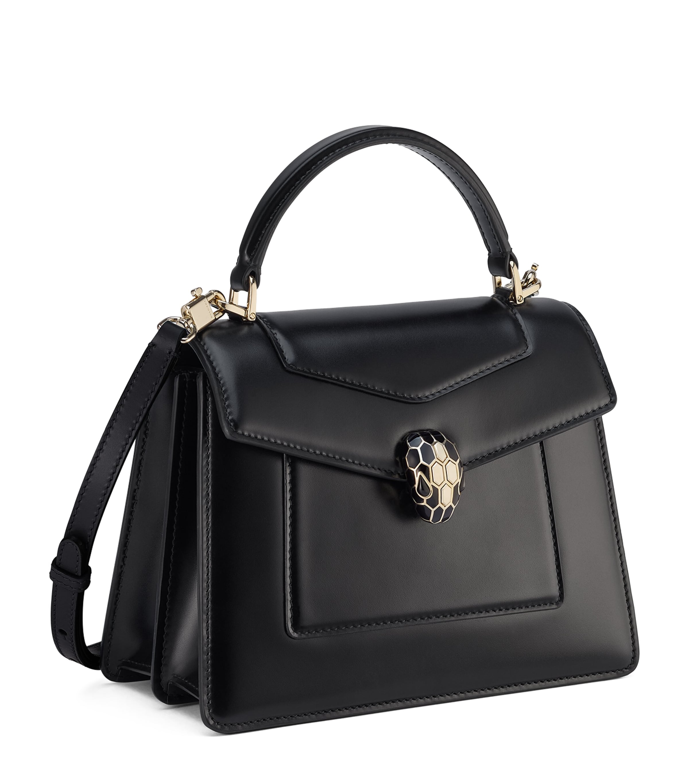 Bvlgari Mini Leather Serpenti Forever Top-handle Bag In Black