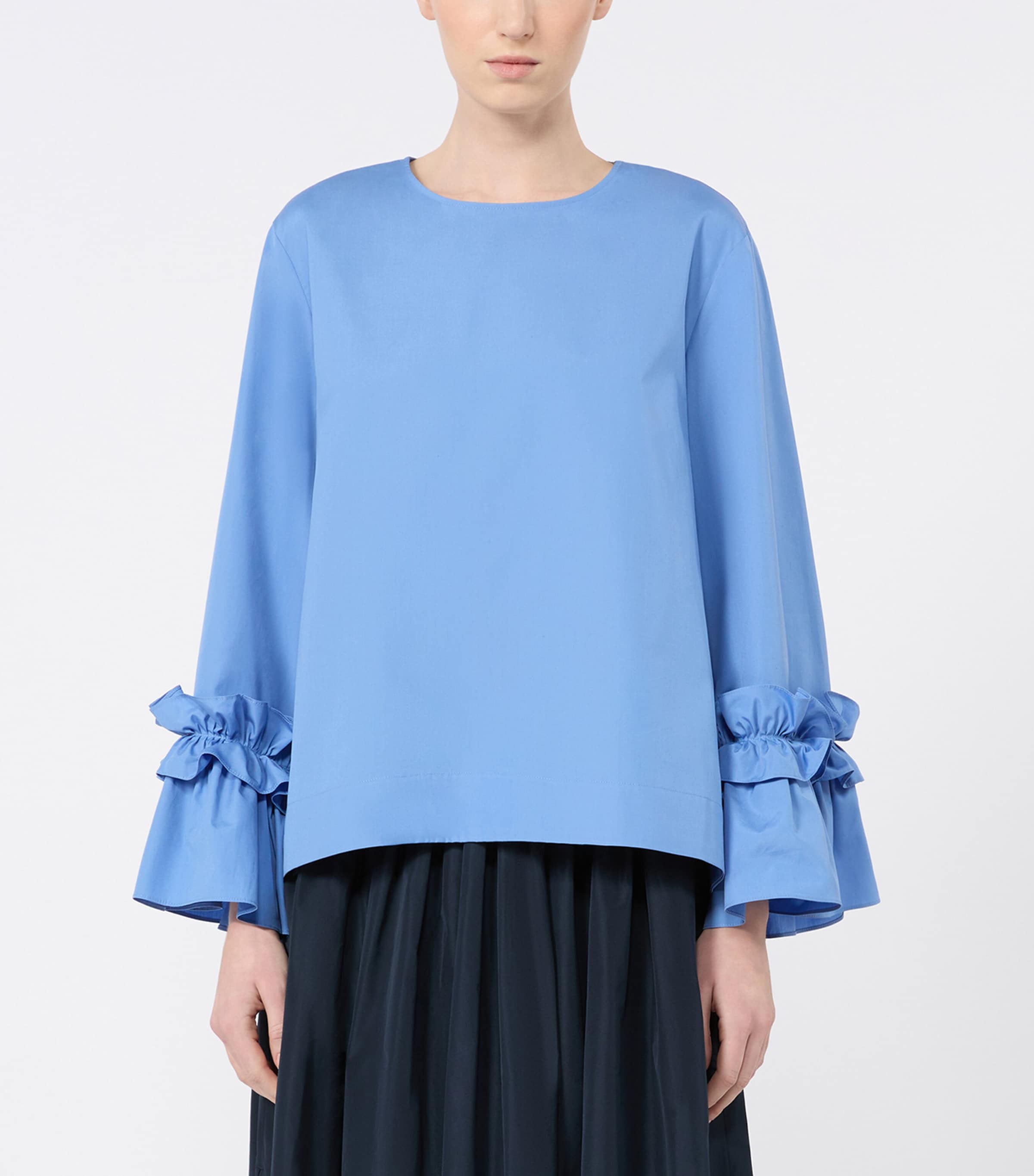Max Mara Womens Ruffle-Trim Blouse Light Blue Image 3