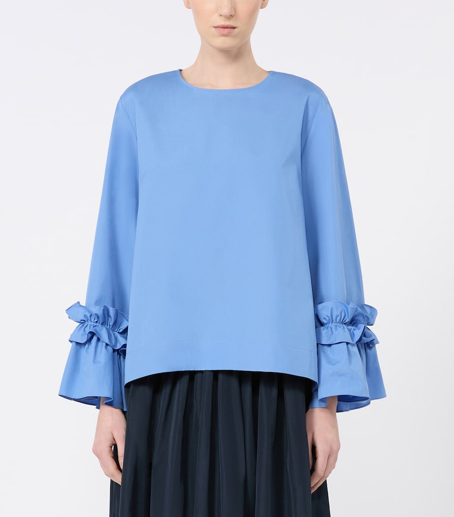 Max Mara Womens Ruffle-Trim Blouse Light Blue Image 3