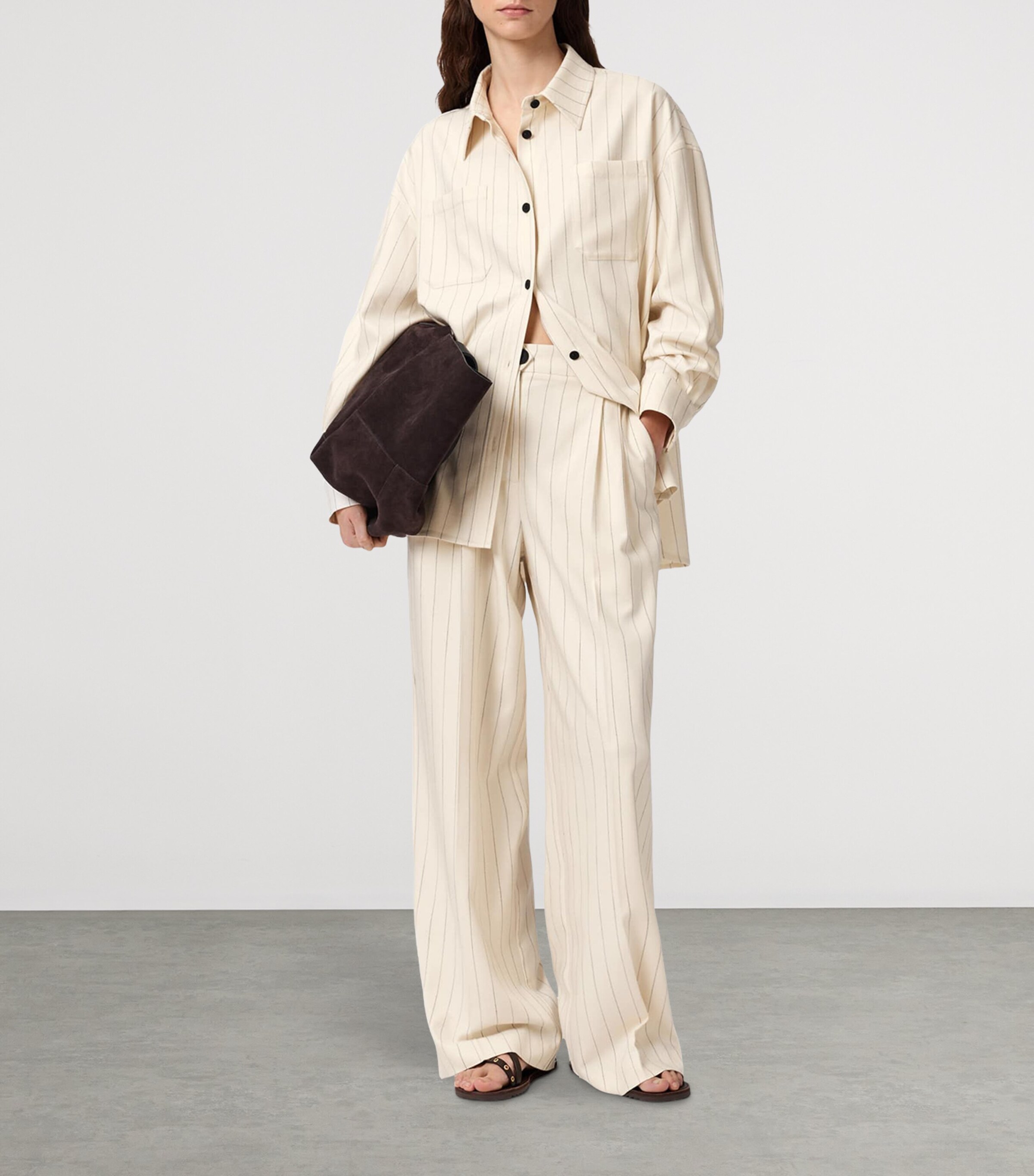 AllSaints Womens Stripe Olga Shirt Cream White Image 7