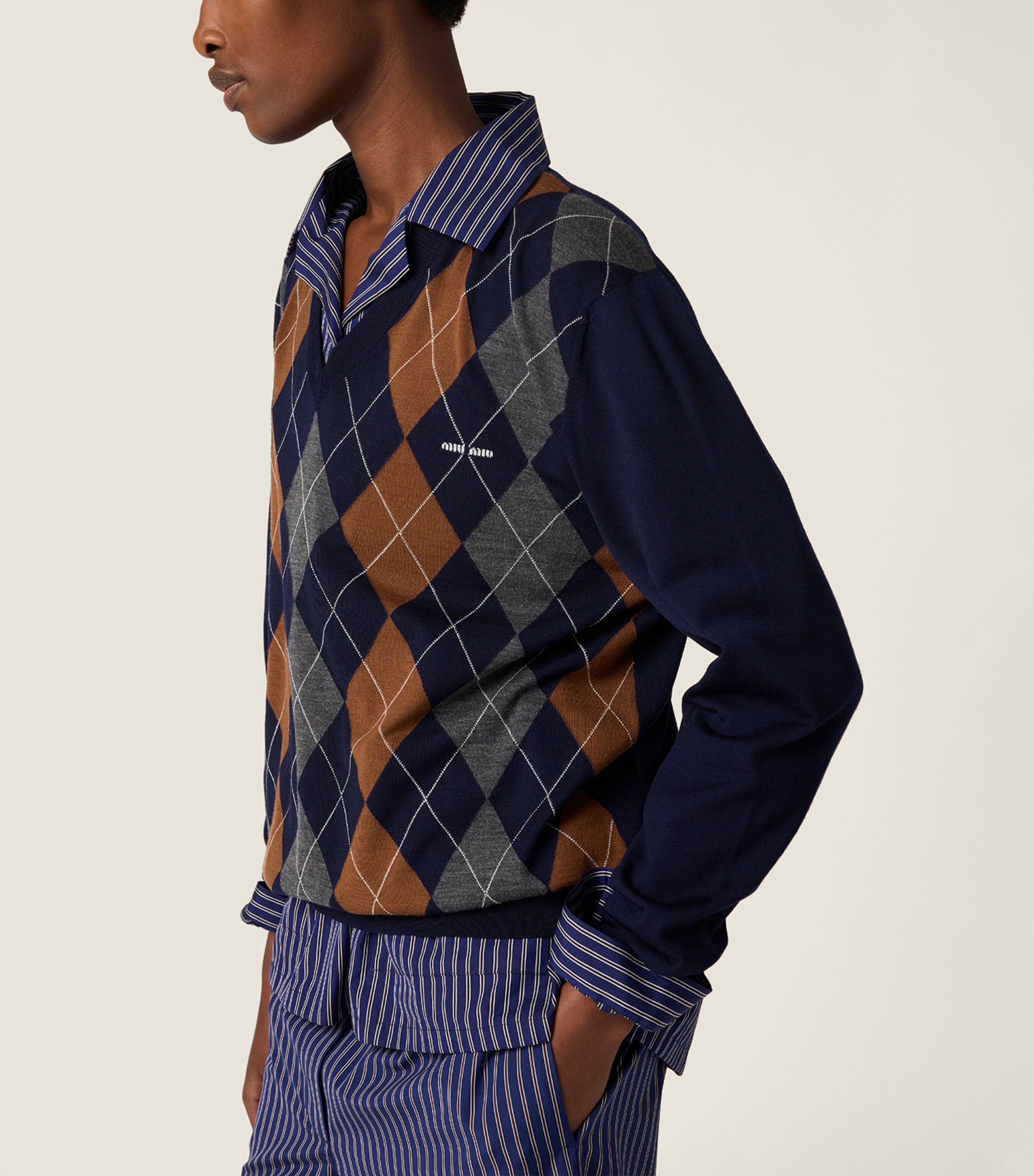 Wool Argyle Sweater F0008 Image 3