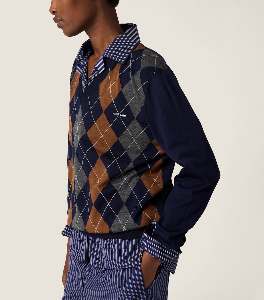 Wool Argyle Sweater F0008 Image 3