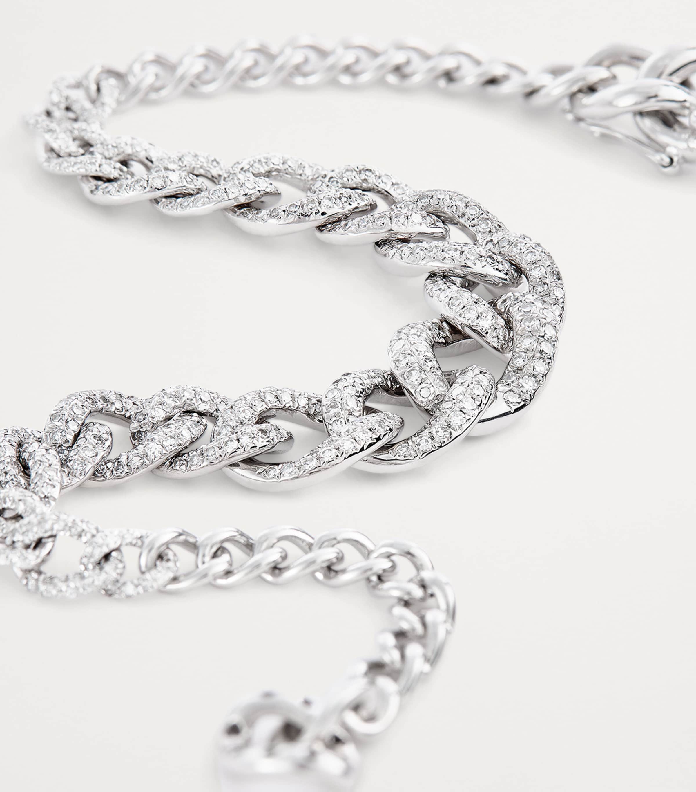 White Gold and Diamond Gradual Pavé Link Bracelet WHITE GOLD Image 5