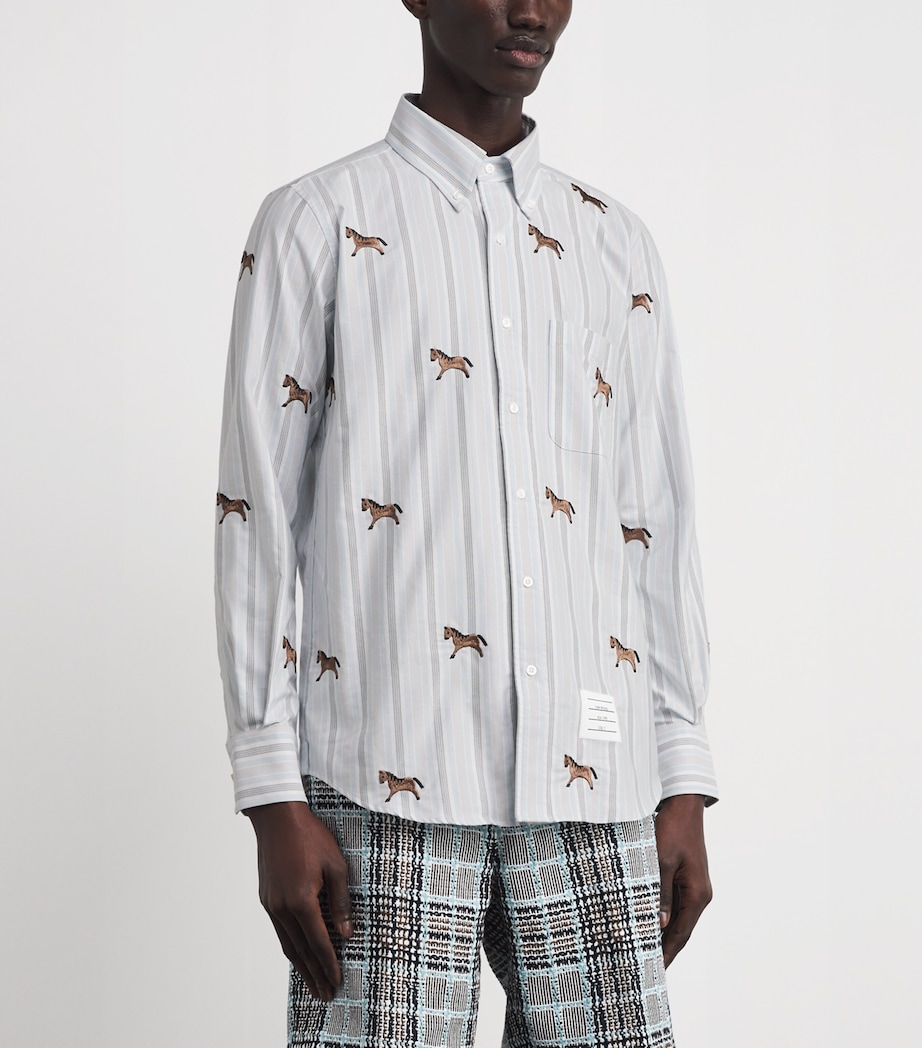 Cotton Embroidered Oxford Shirt MEDIUM BLUE Image 3