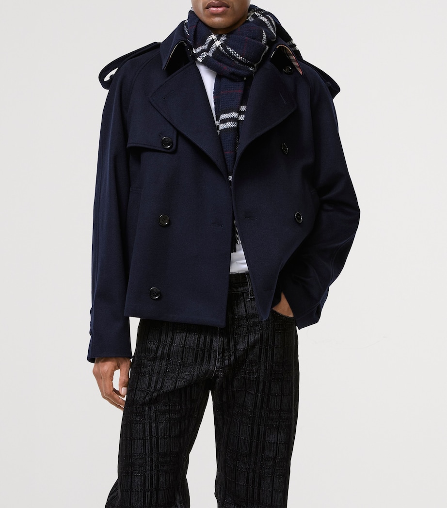 Burberry Mens Cashmere Trench Jacket Navy Image 2