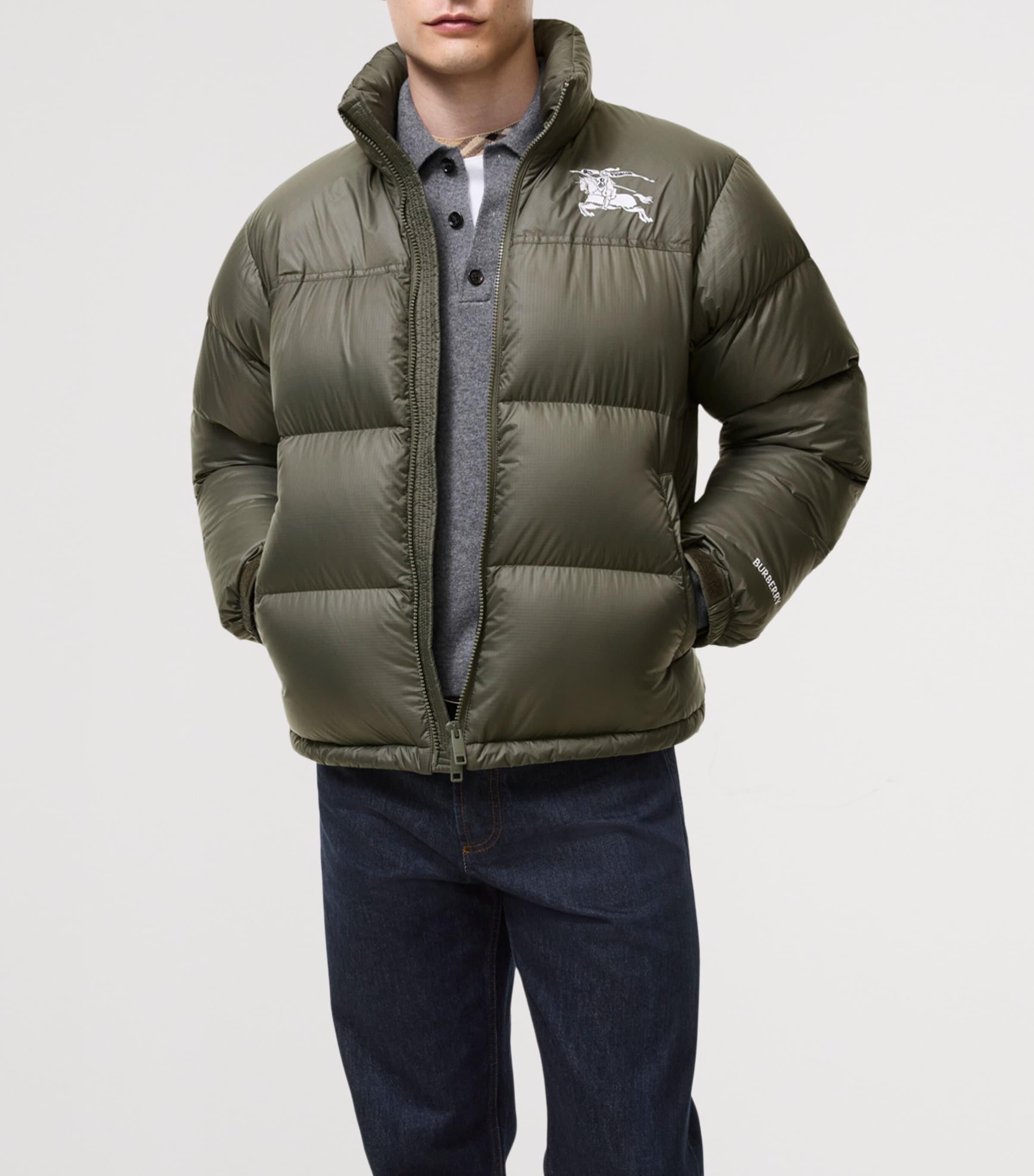 Burberry Mens Down EKD Puffer Jacket Dark Sage Green Image 2