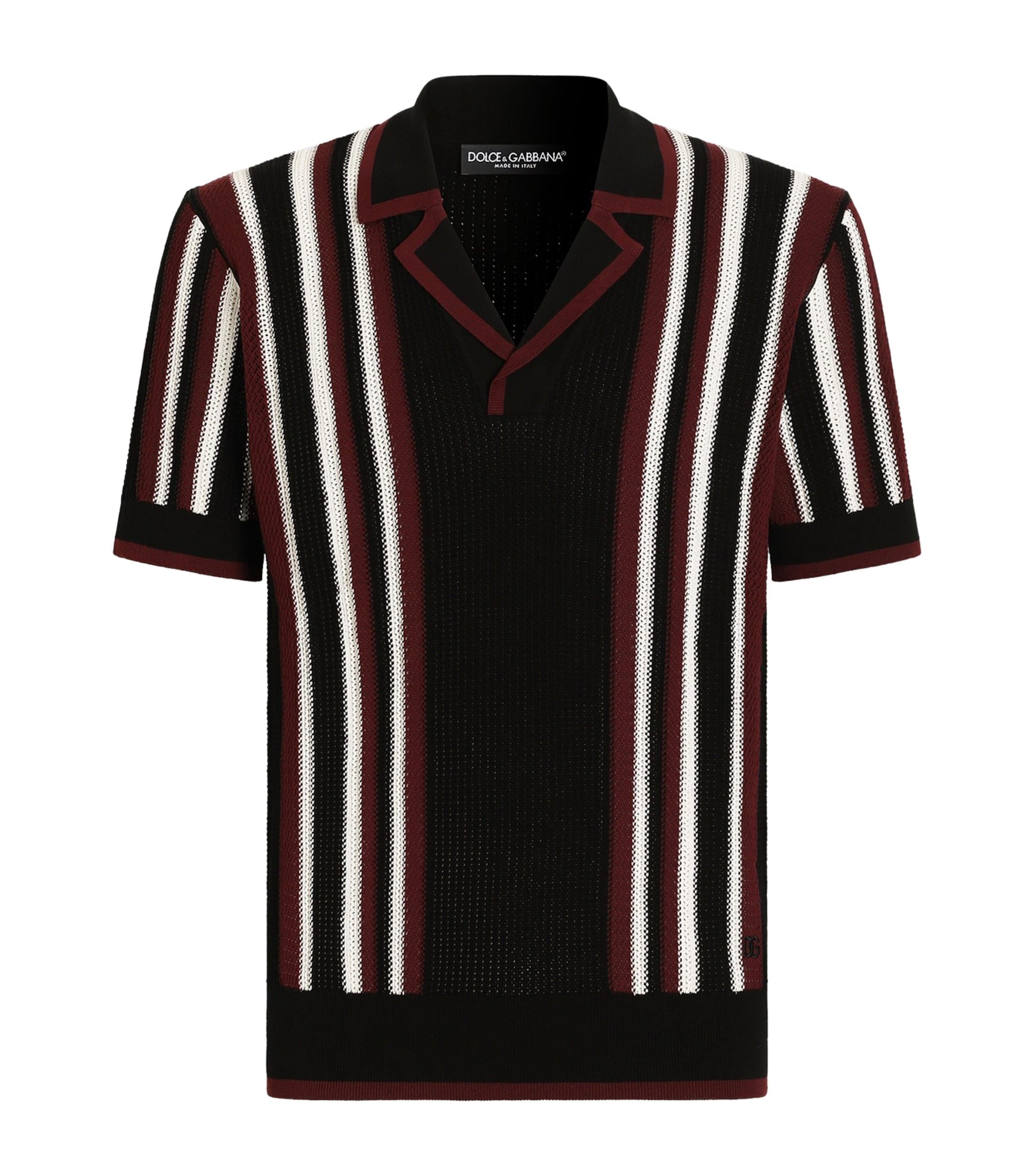 Dolce&Gabbana Mens Cotton Camp-Collar Shirt Nero/b.co/bord Image 1