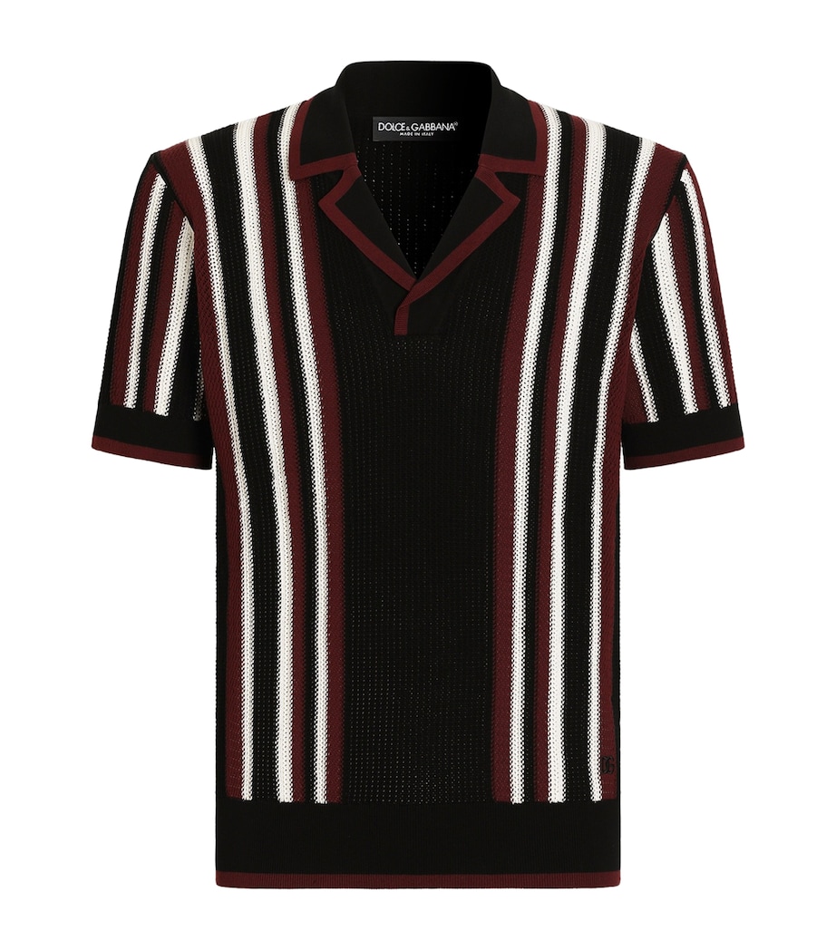 Dolce&Gabbana Mens Cotton Camp-Collar Shirt Nero/b.co/bord Image 1