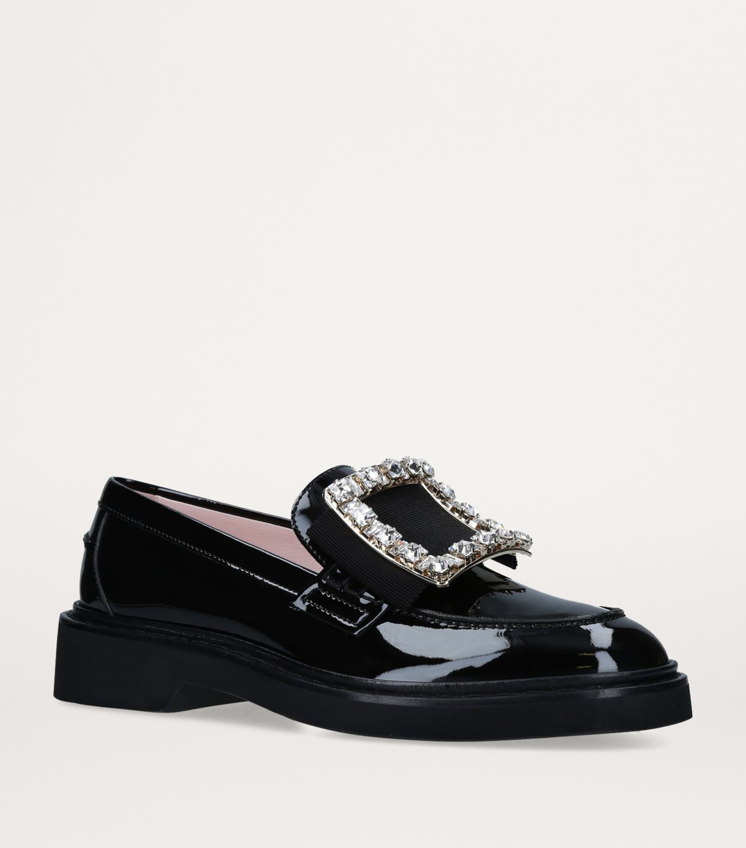 Patent Viv' Ranger Strass Buckle Loafers BLACK Image 5