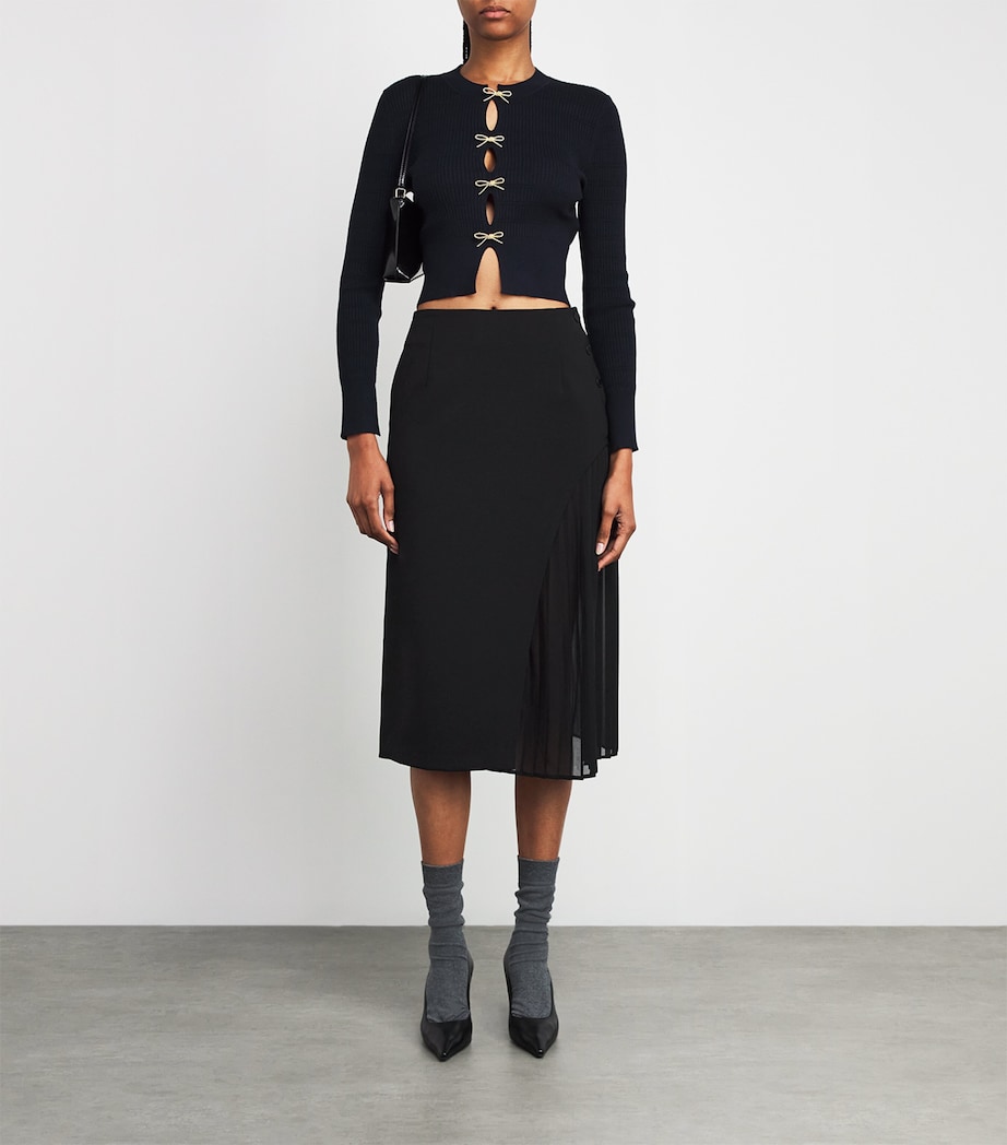Pleated Panel Midi Skirt BLACK Image 2