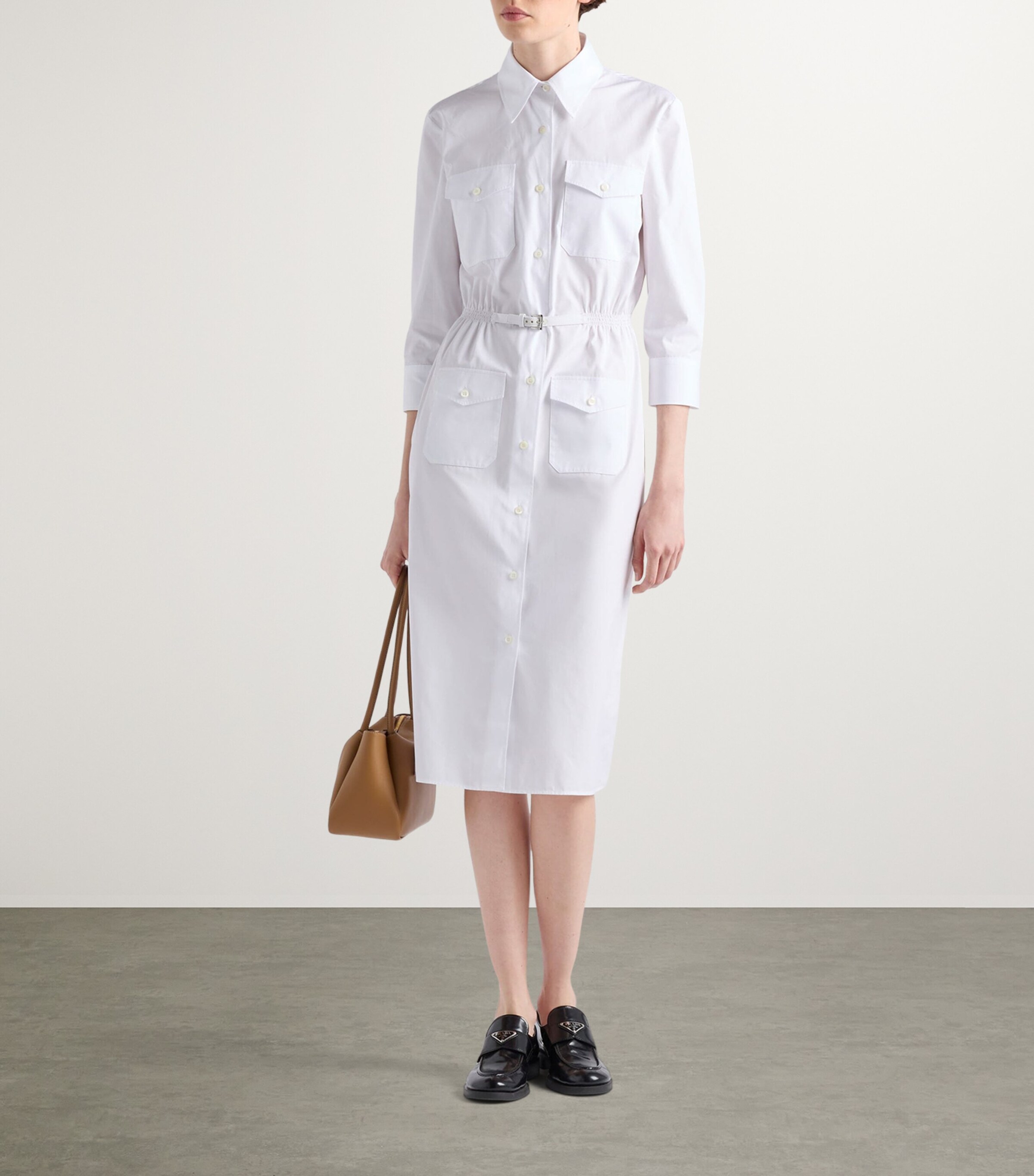 Prada Womens Cotton Poplin Shirt Dress Image 2