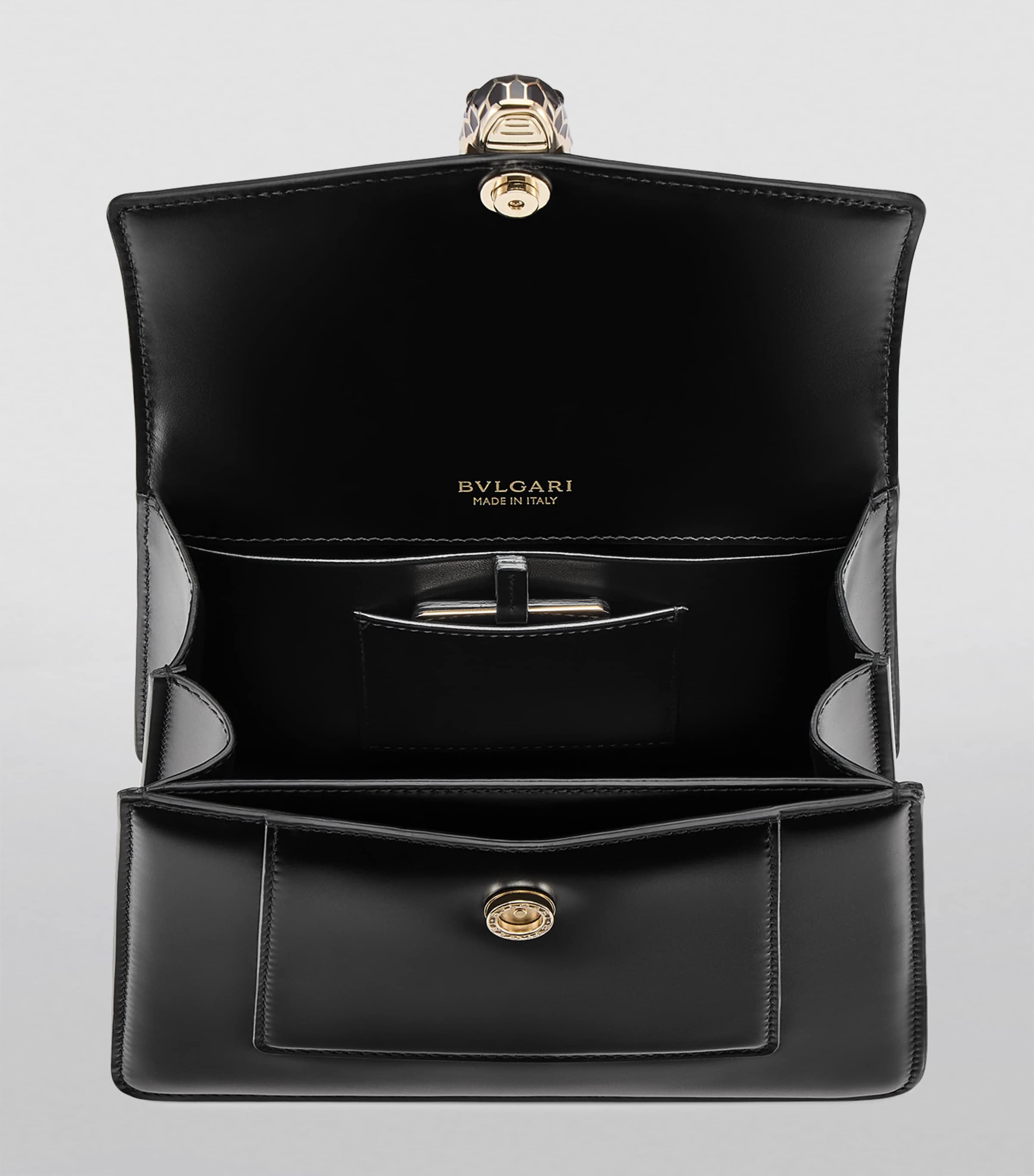 Leather Serpenti Forever Top-Handle Bag BLACK Image 4