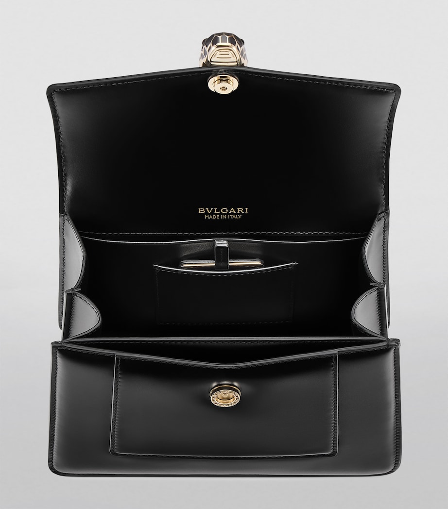 Leather Serpenti Forever Top-Handle Bag BLACK Image 4