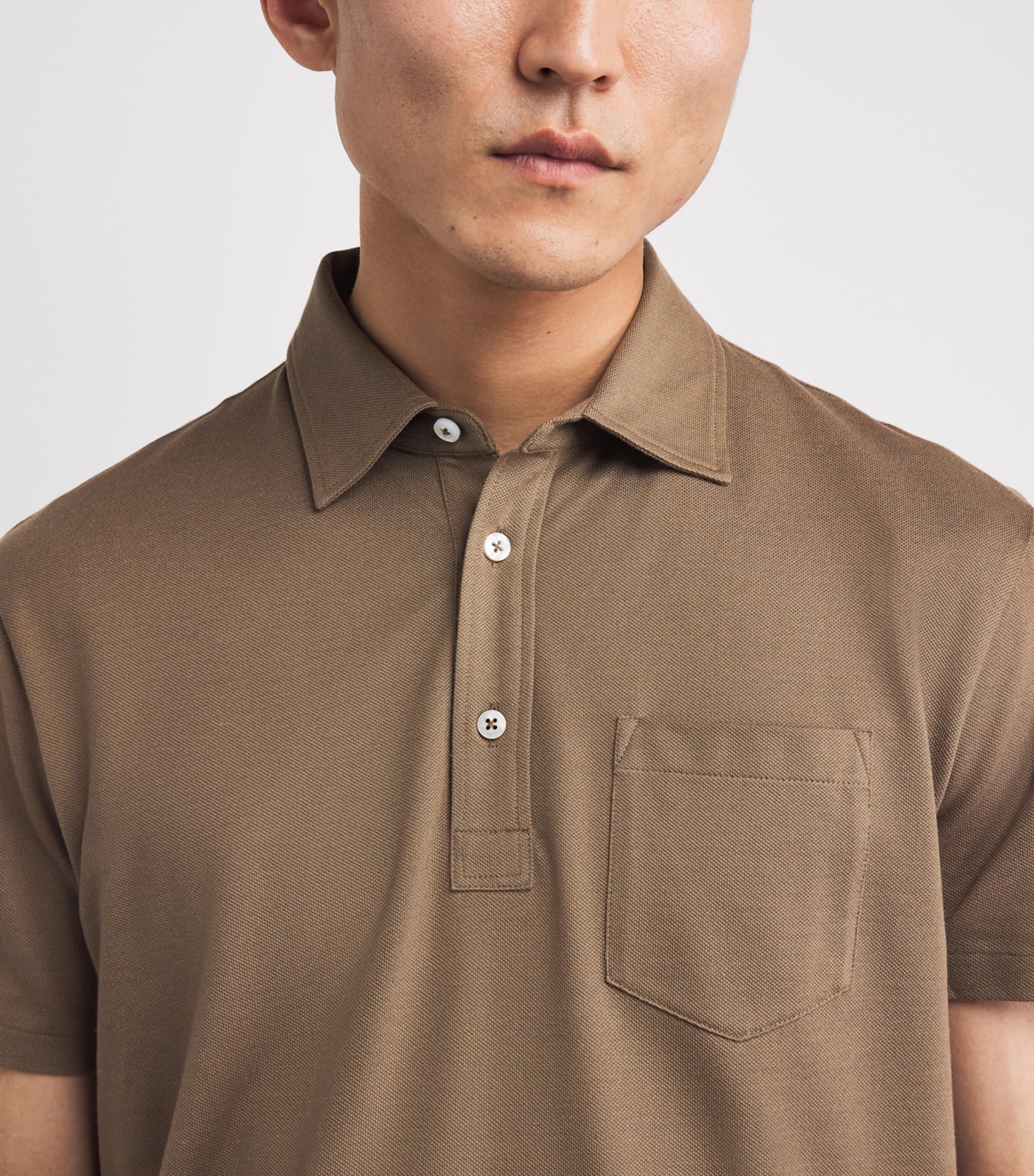 Ralph Lauren Purple Label Mens x Wimbledon Cotton-Cashmere Polo Shirt Soft Mocha Image 3