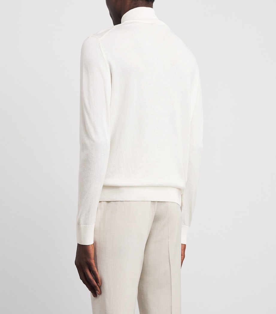 Isaia Mens Silk-Cashmere Quarter-Zip Sweater Image 5