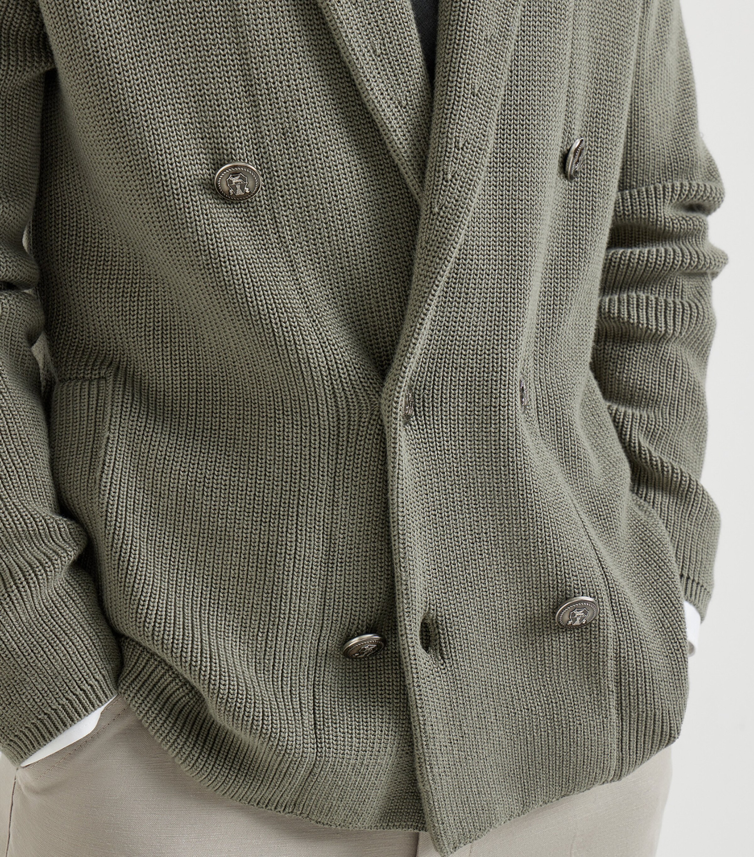 Brunello Cucinelli Mens Cotton Double-Breasted Cardigan Image 6