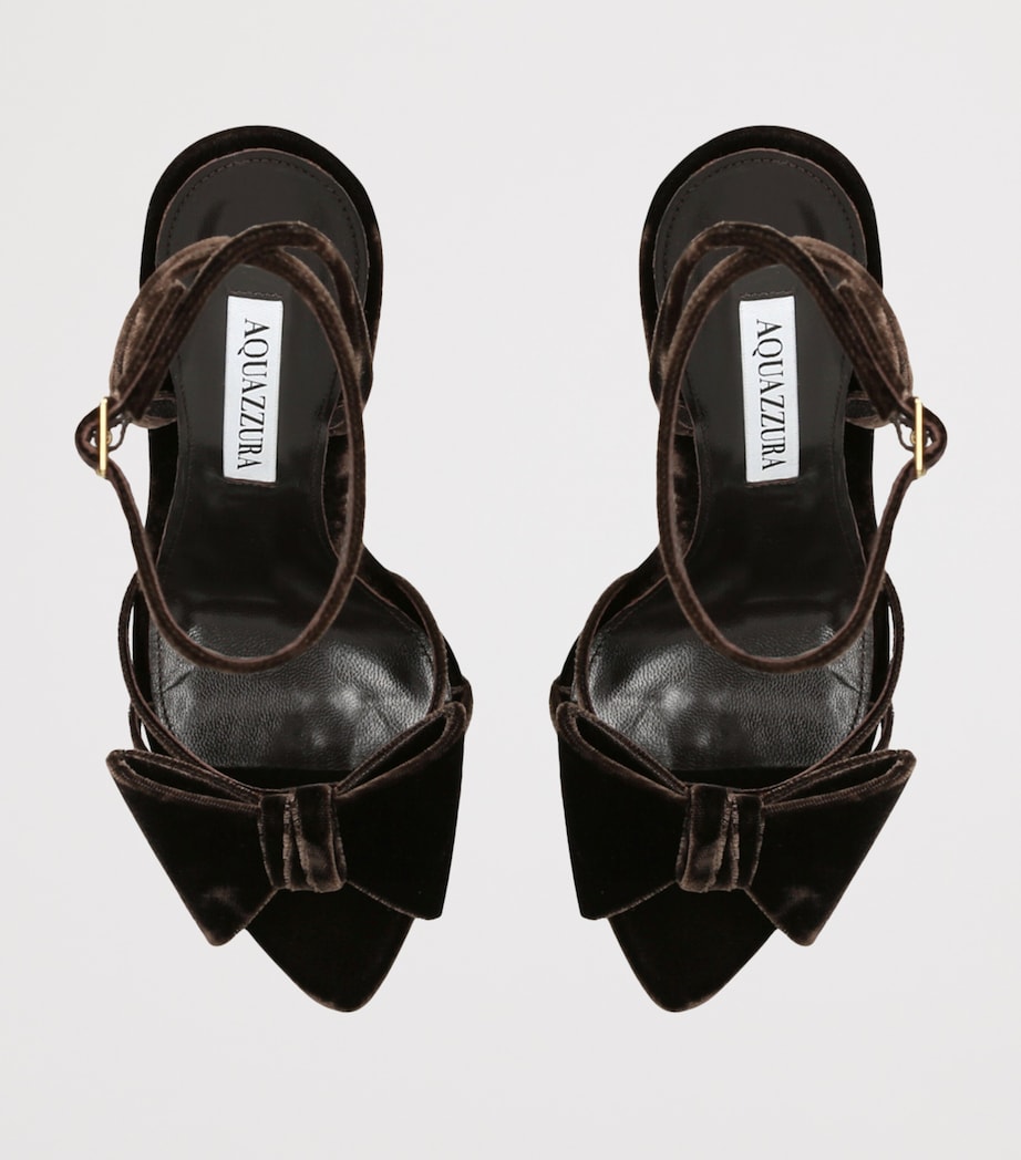 Velvet Bow Tie Heeled Sandals 105 DARK BROWN Image 4
