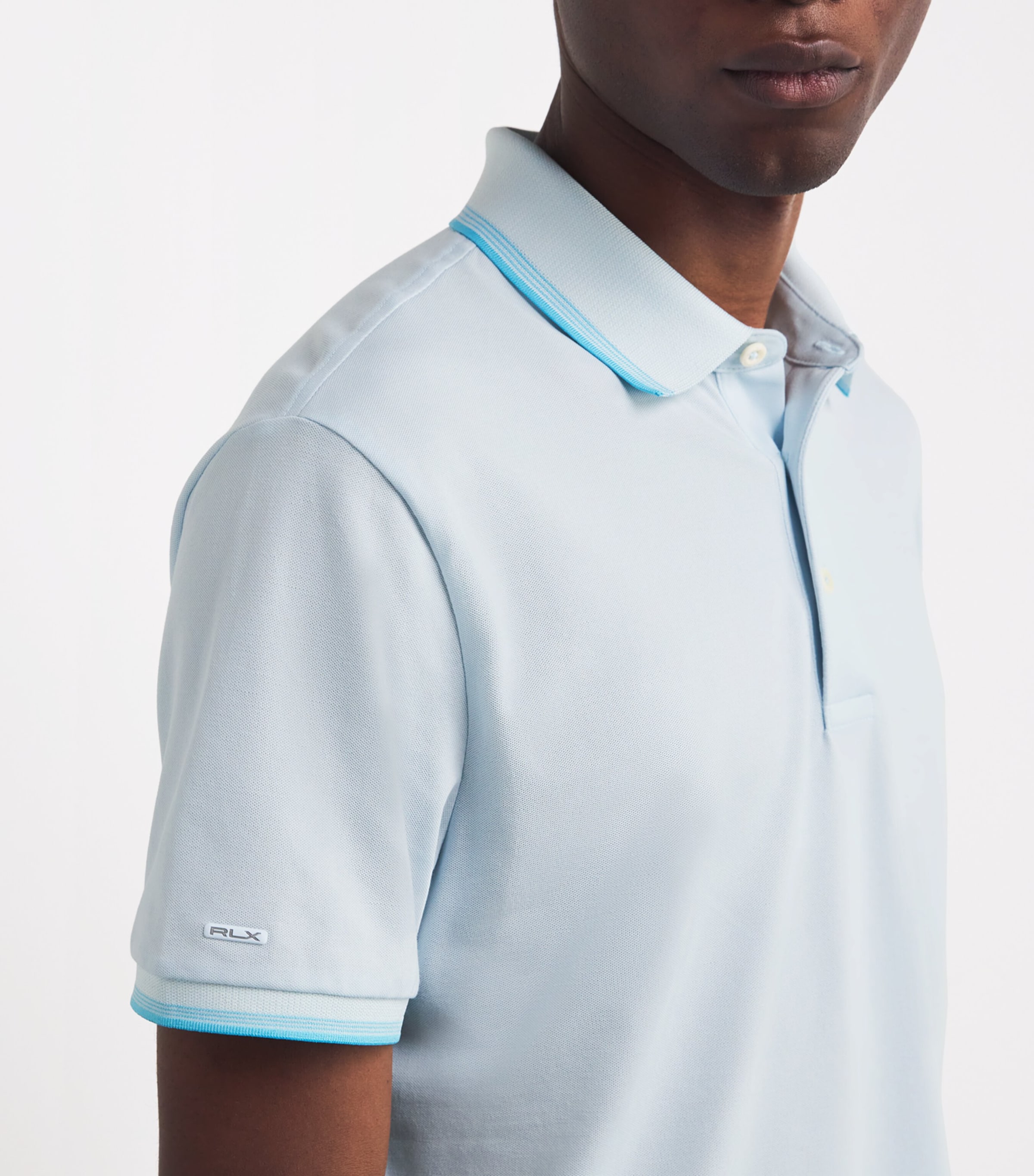 RLX Ralph Lauren Mens Cotton-Blend Performance Polo Shirt Summer Aqua Image 6