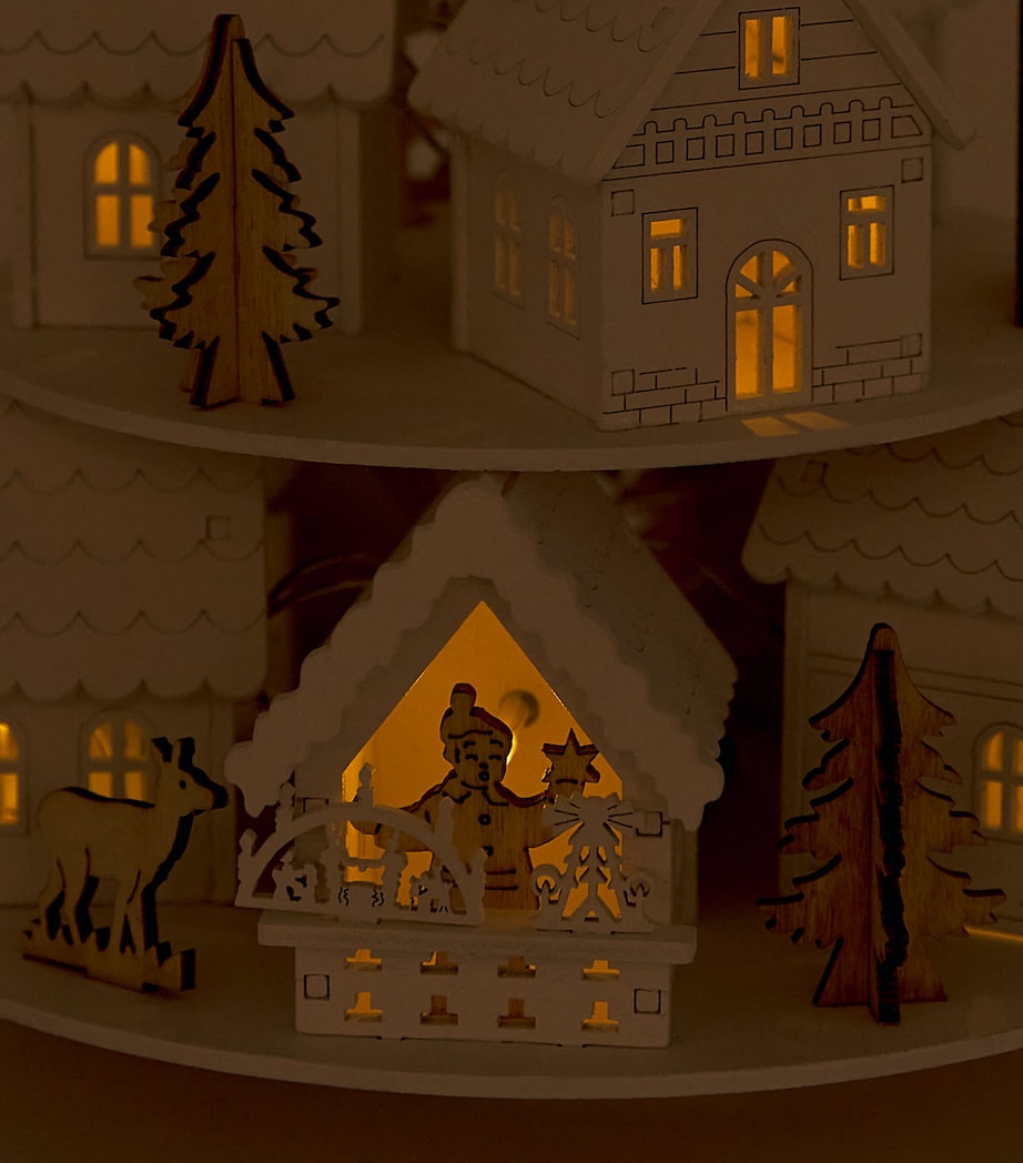 Wood LED Tiered Christmas Scene Ornament (28.5cm) NATURAL/WARM WHITE Image 3