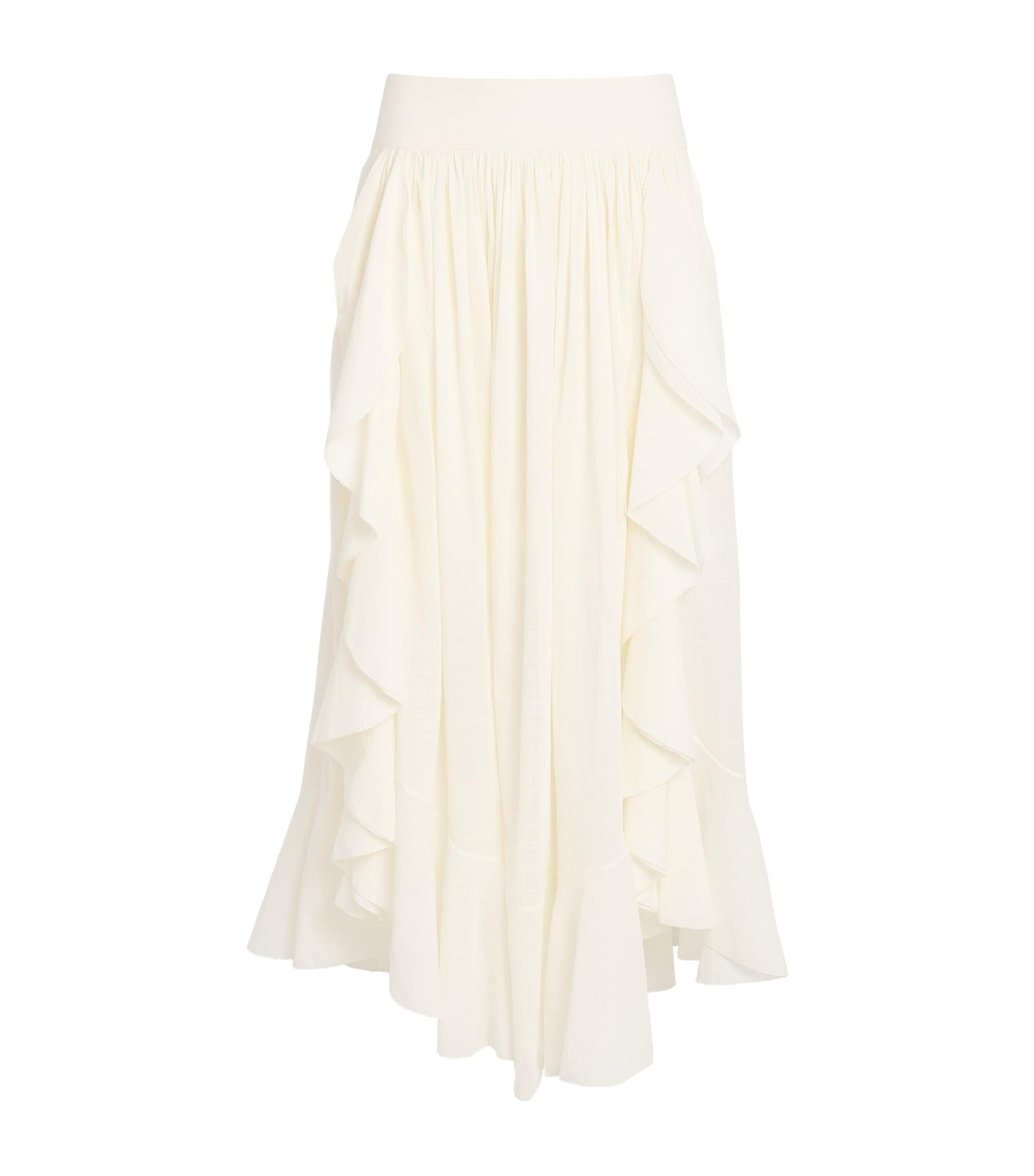 Shop Zimmermann Cotton Ruffled Maxi Skirt In White