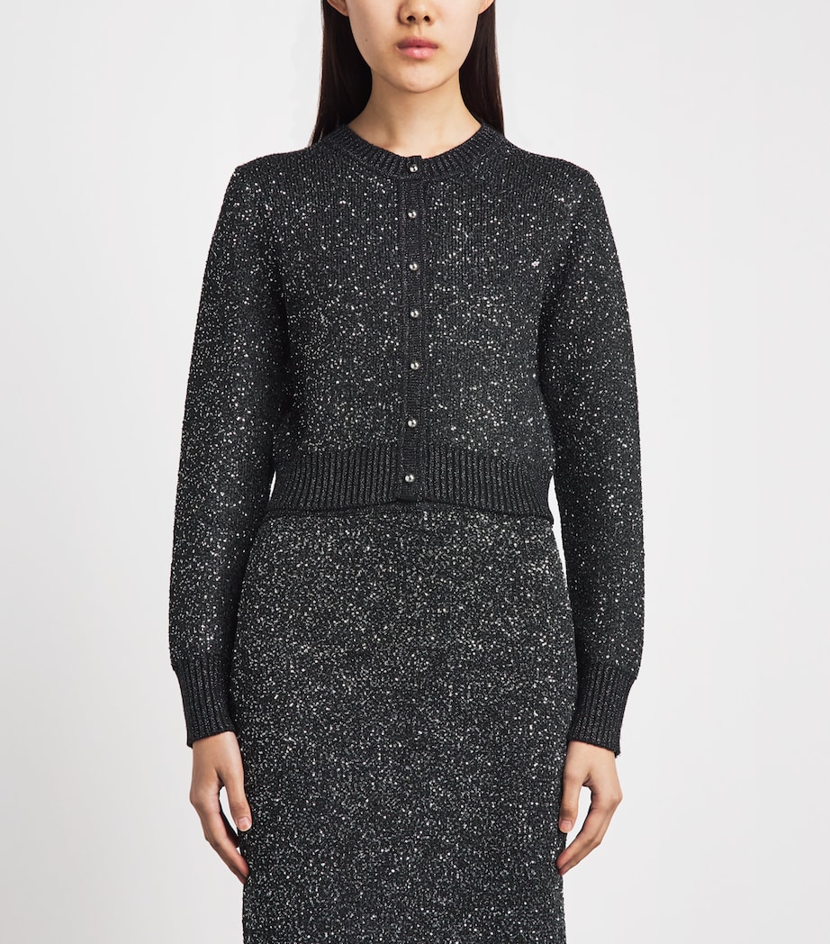 Toccin Womens Knitted Sequin Mollie Cardigan Onyx Image 4