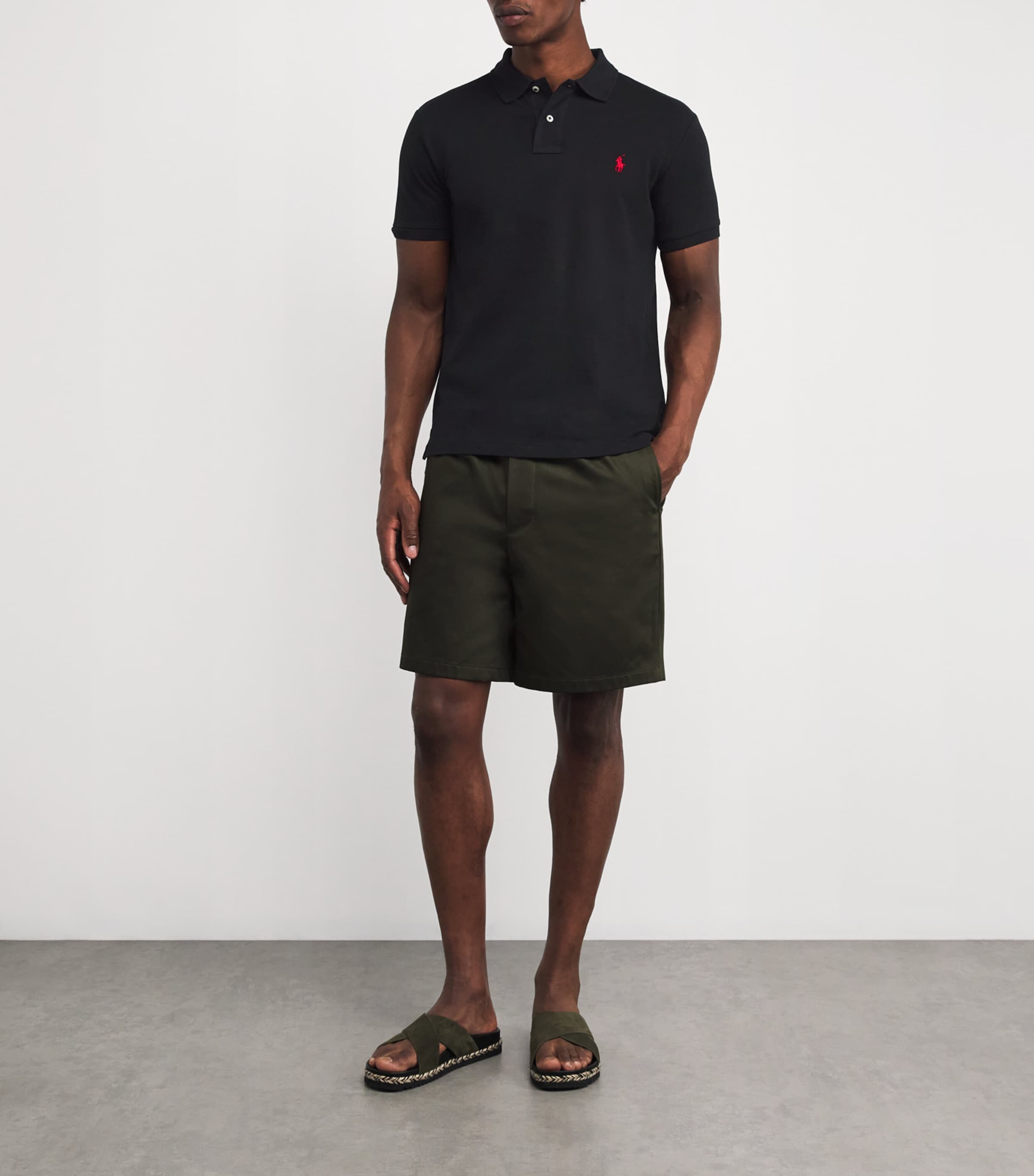 Cotton Mesh Slim-Fit Polo Shirt BLACK GREY Image 2