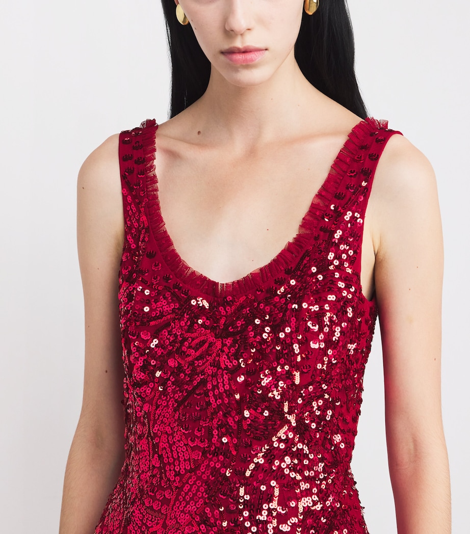 Sequin-Embellished Ballerina Midi Dress 77966621 RED Image 4