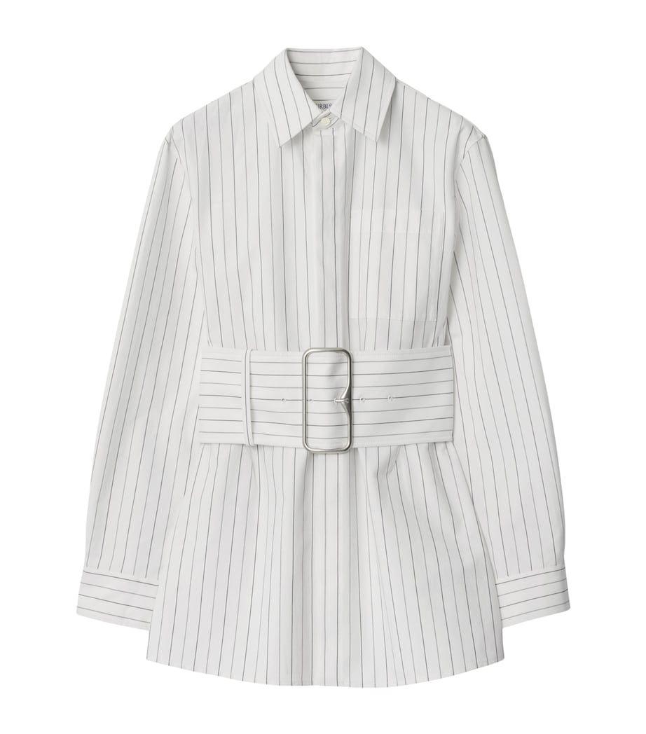 Cotton Stripe Belted Shirt STRING/COAL Image 1