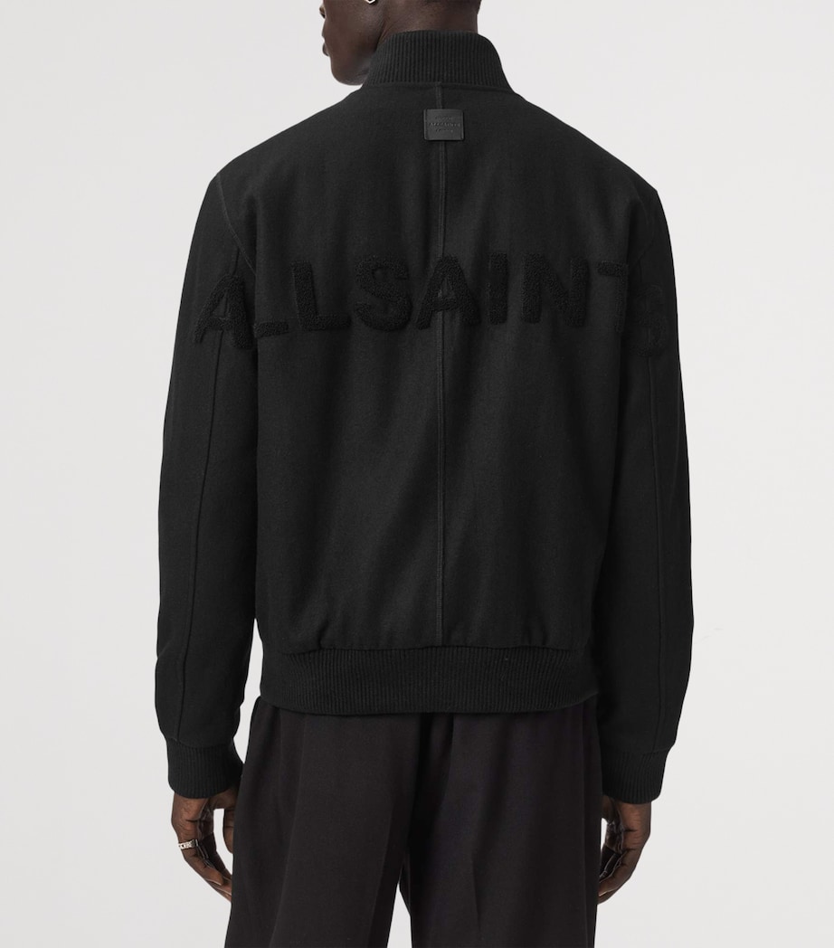 AllSaints Mens Wool-Blend Deceit Bomber Jacket Black Image 4