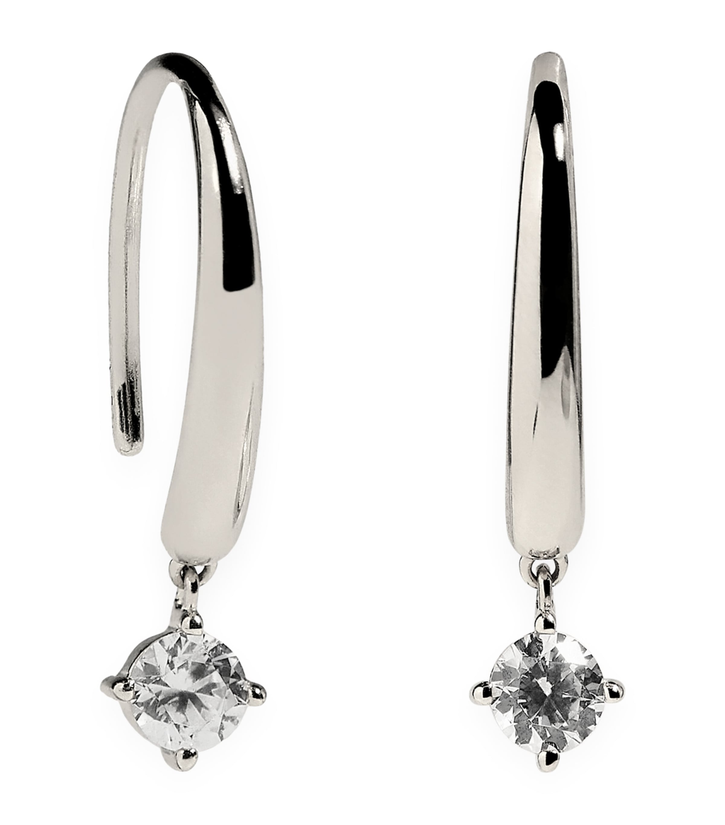 Astrid & Miyu Rhodium-plated Sterling Silver Crystal Charm Hook Hoop Earrings