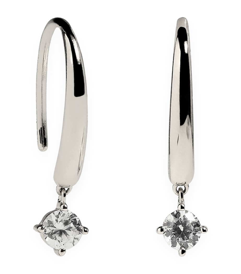 Astrid & Miyu Rhodium-Plated Sterling Silver Crystal Charm Hook Hoop Earrings Silver Image 1
