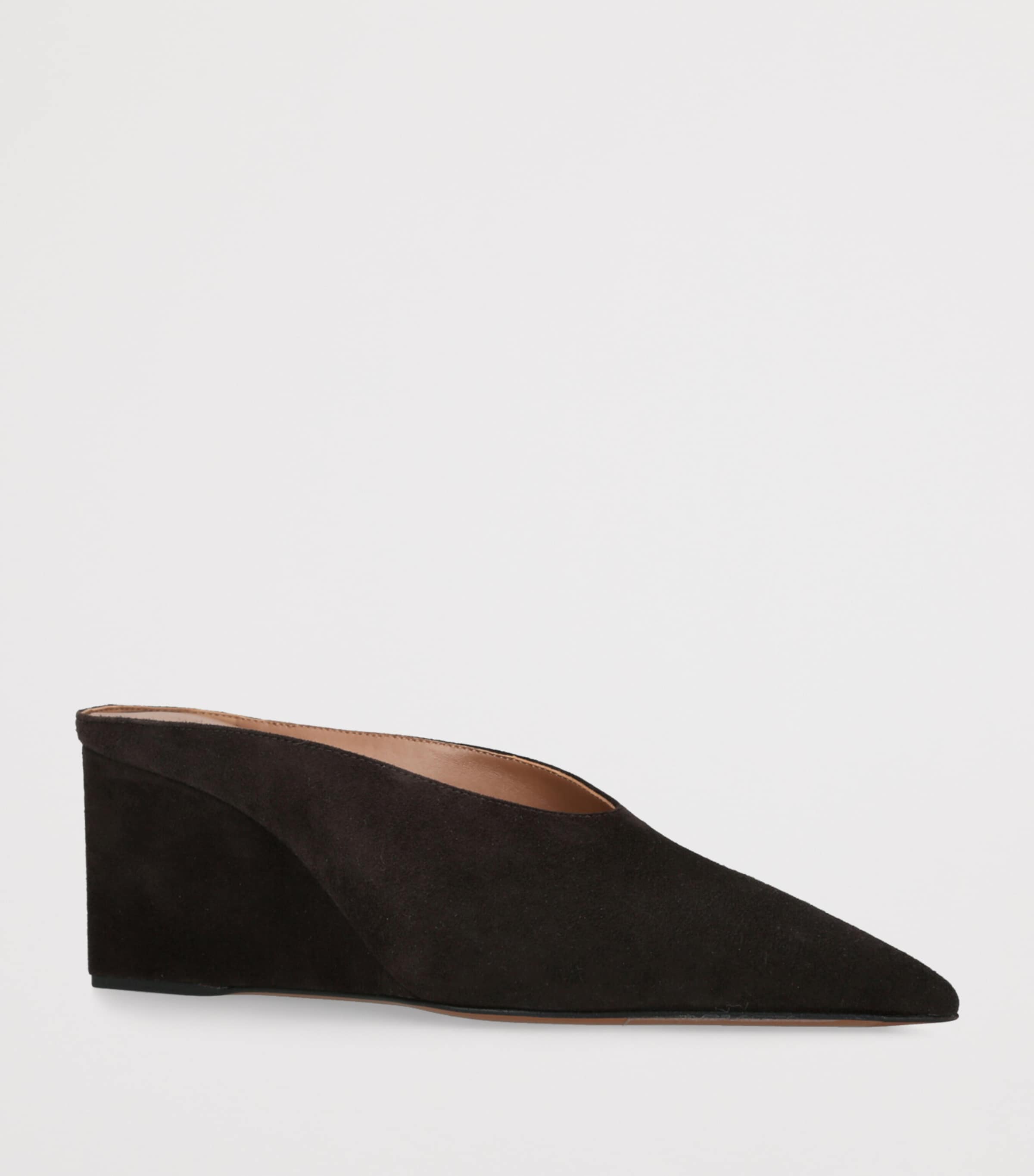 Suede Cube Wedge Mules 75 DARK BROWN Image 3