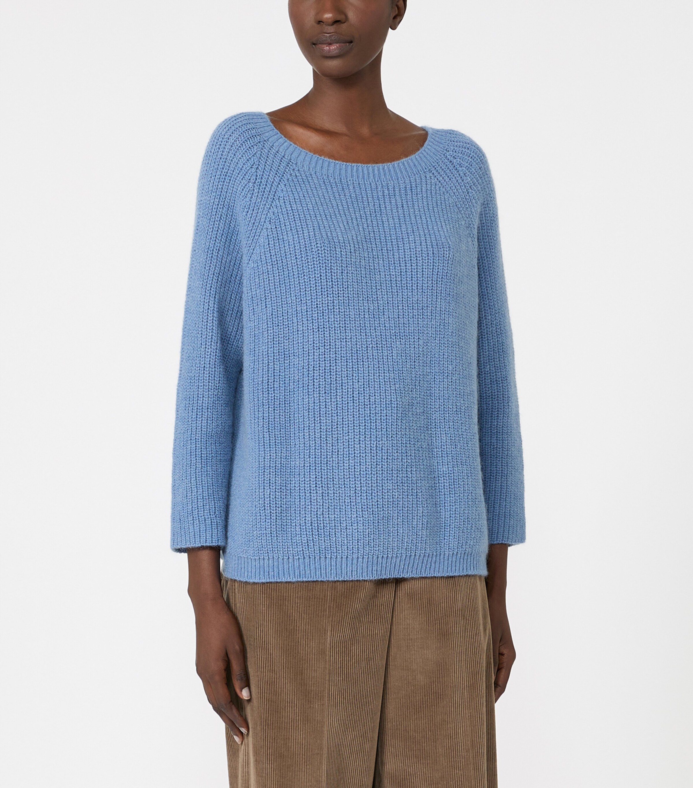 Weekend Max Mara Womens Ribbed Round-Neck Sweater Light Blue Image 3