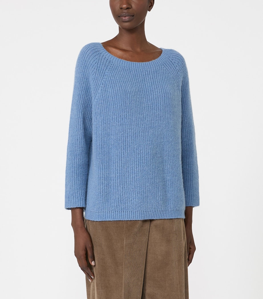 Weekend Max Mara Womens Ribbed Round-Neck Sweater Light Blue Image 3