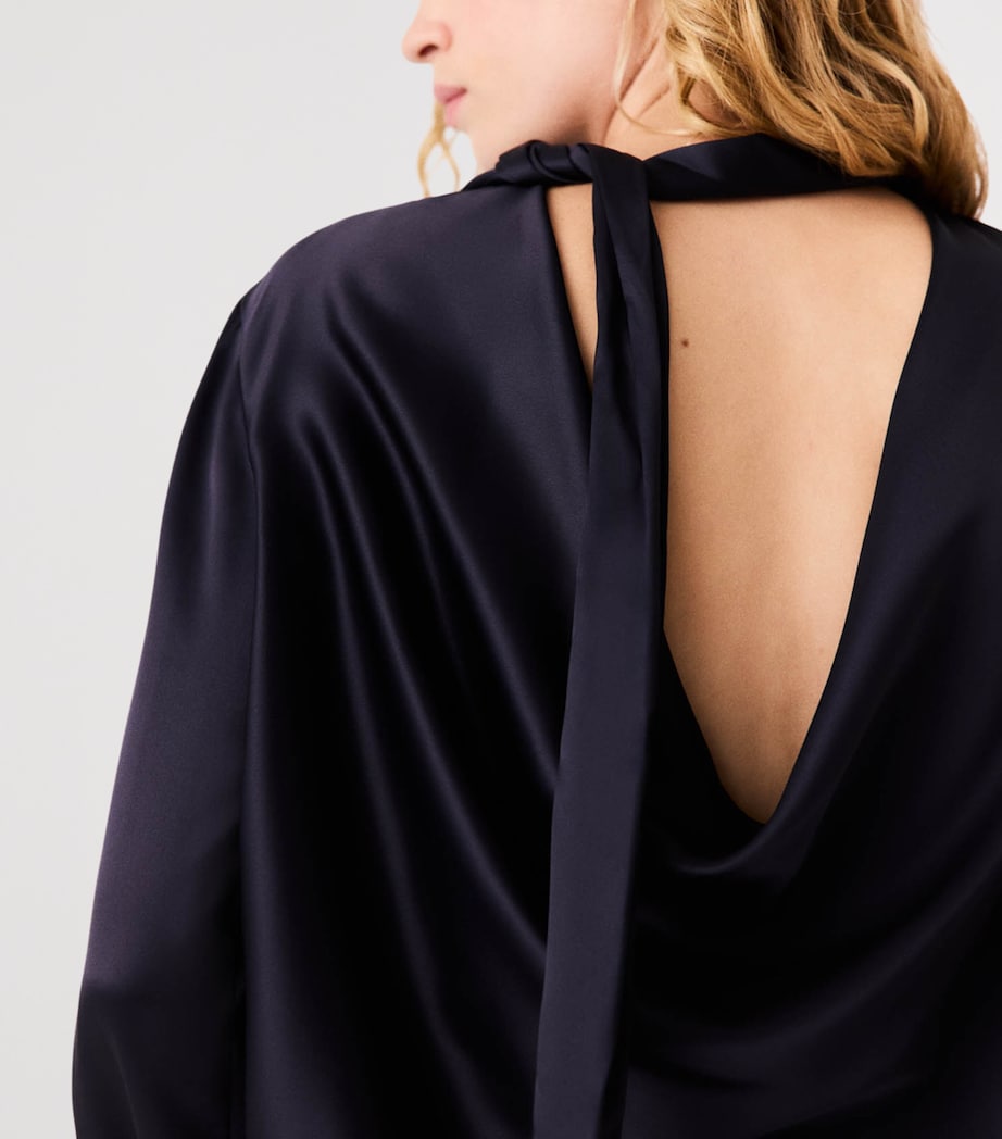 Maje Womens Satin High-Neck Blouse Navy Image 7