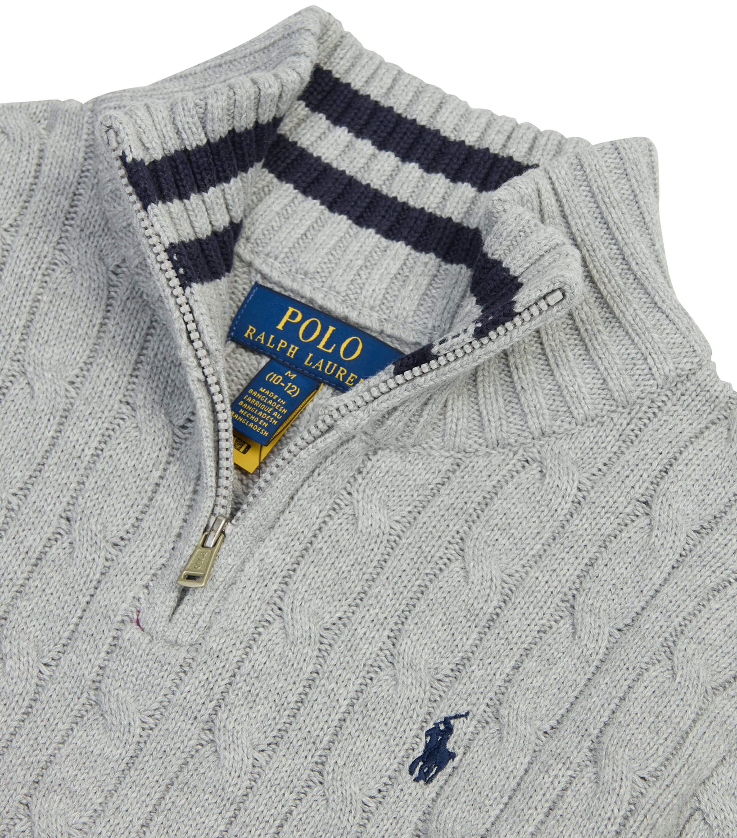 Ralph Lauren Kids Cotton Quarter-Zip Sweater (6-14 Years) Grey Image 2