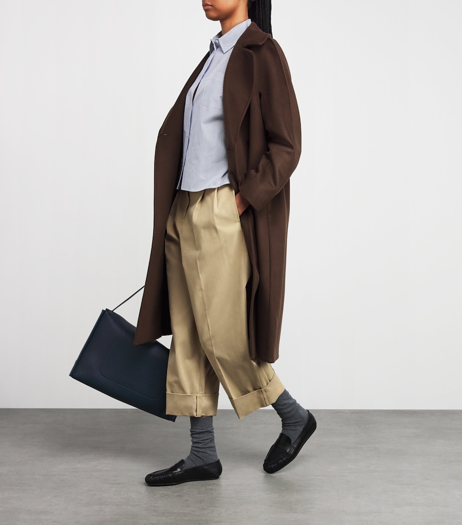 Pleated Wide-Leg Tapered Trousers BEIGE Image 2
